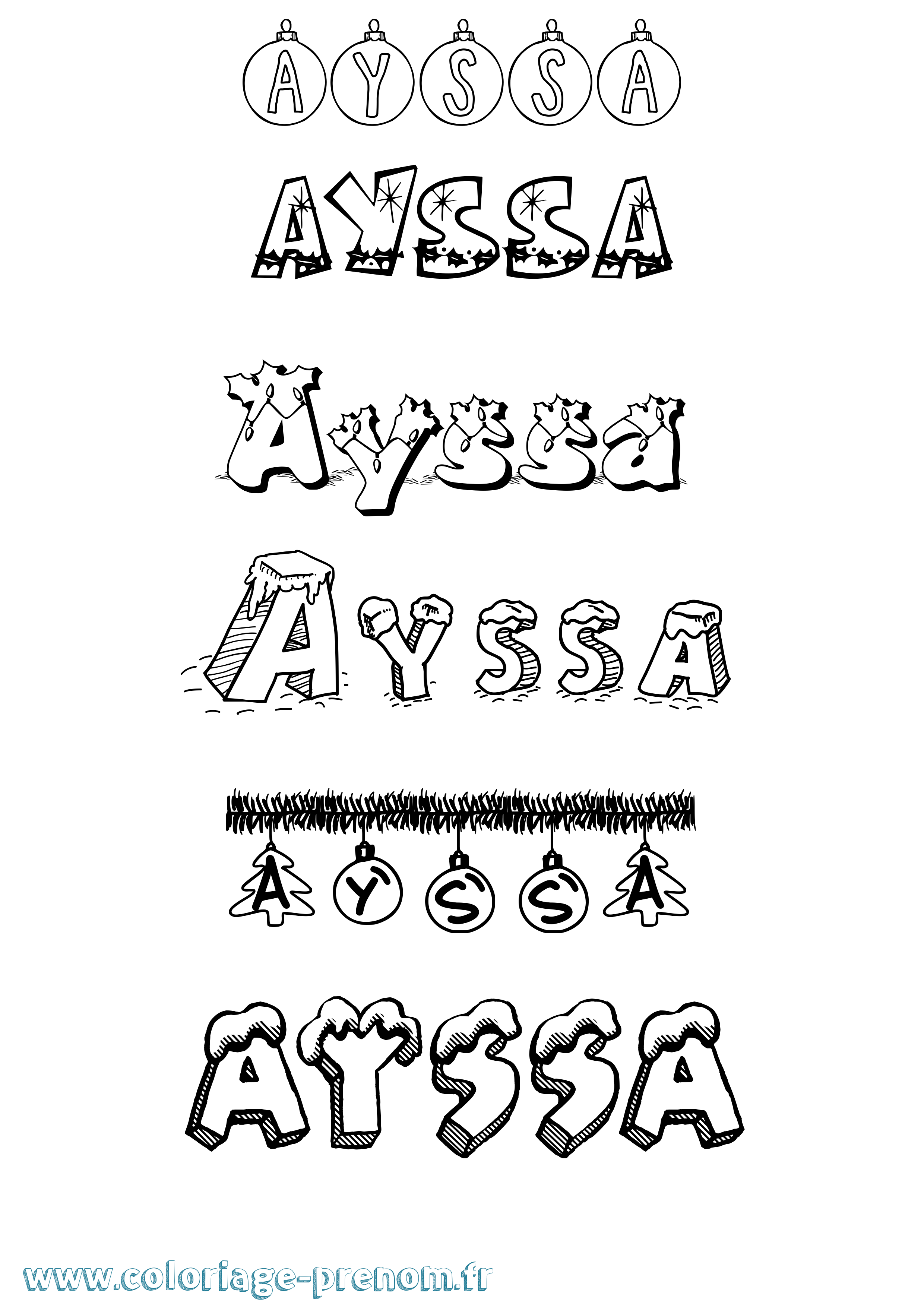Coloriage prénom Ayssa Noël