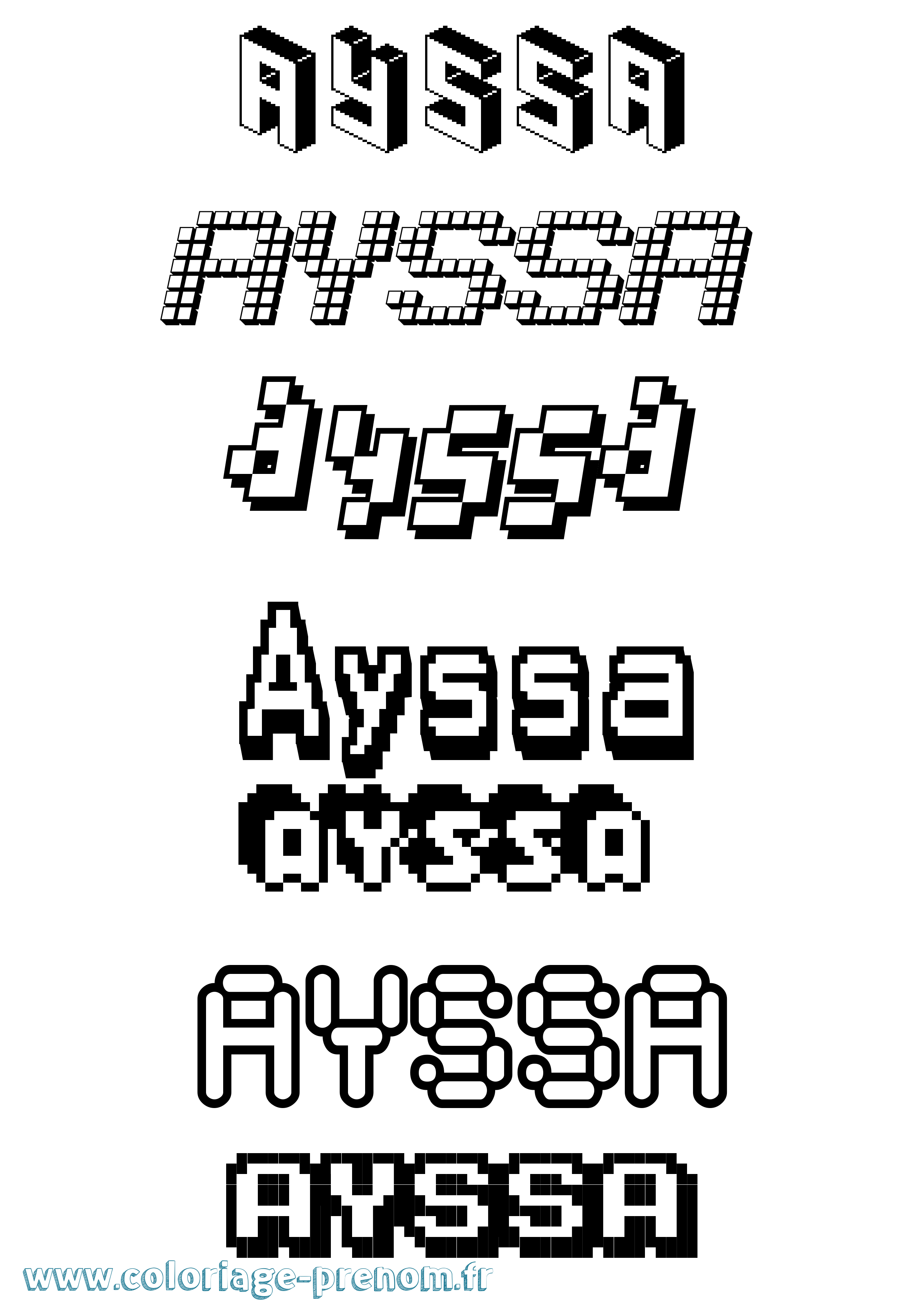 Coloriage prénom Ayssa Pixel