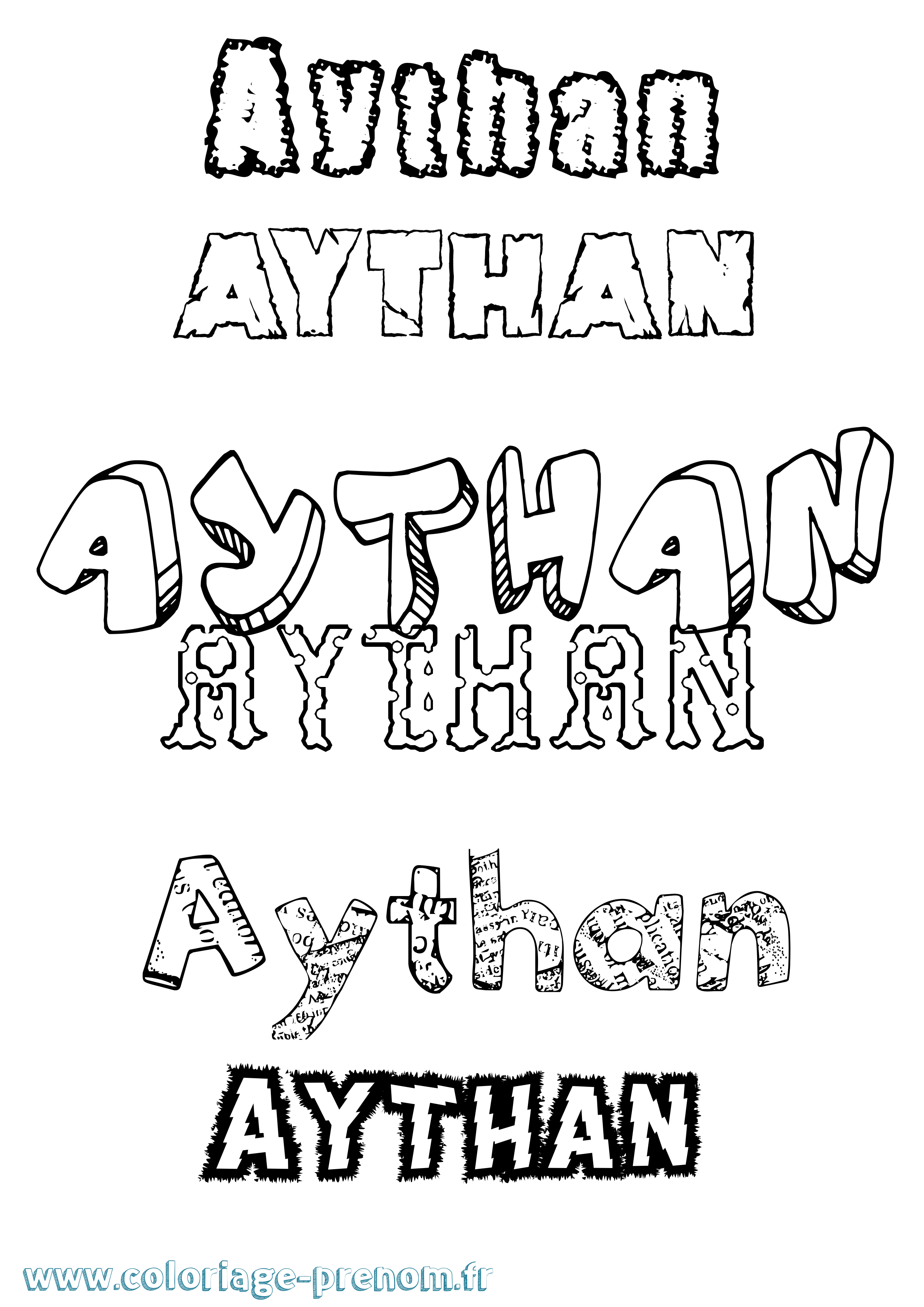 Coloriage prénom Aythan Destructuré