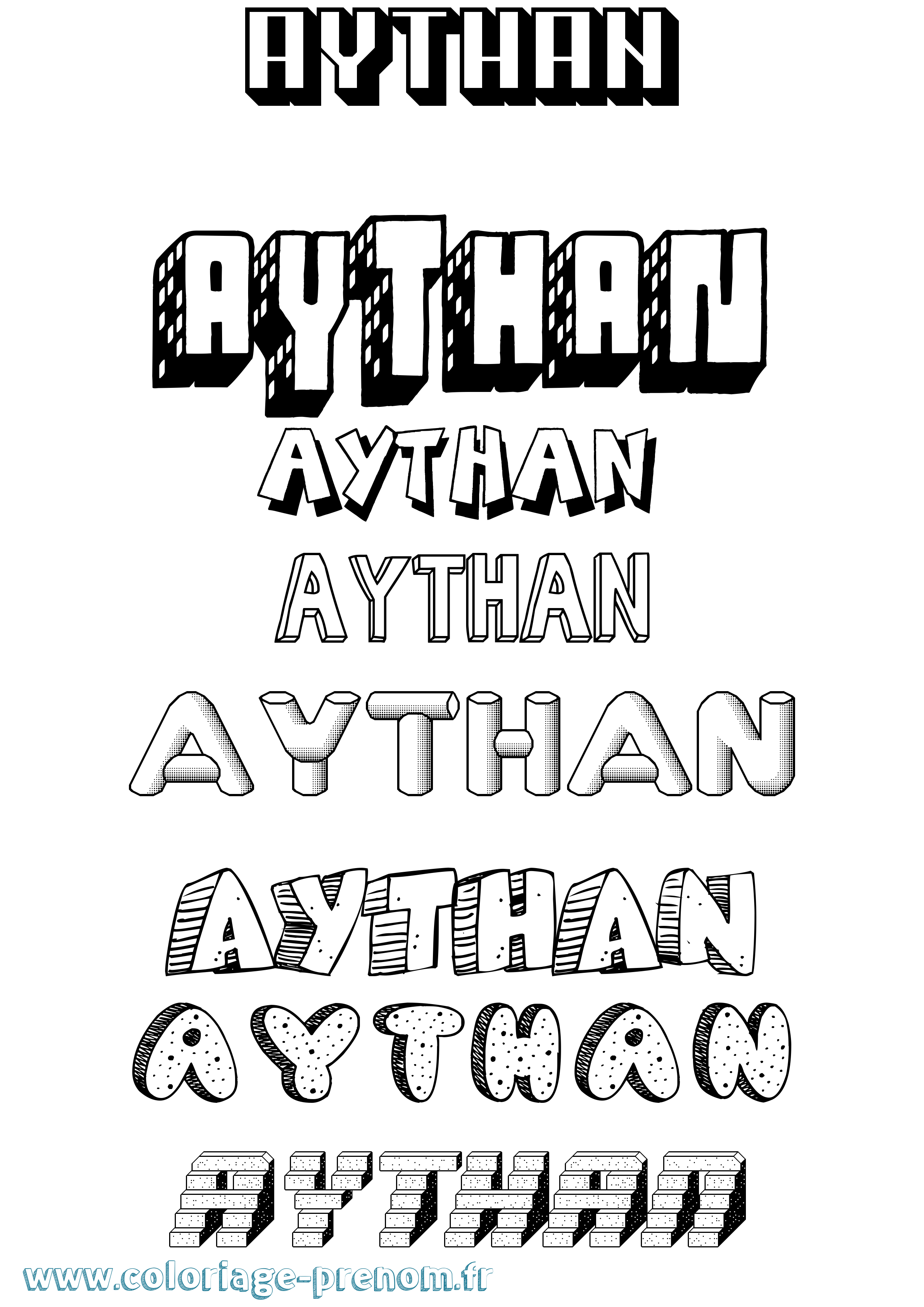 Coloriage prénom Aythan Effet 3D
