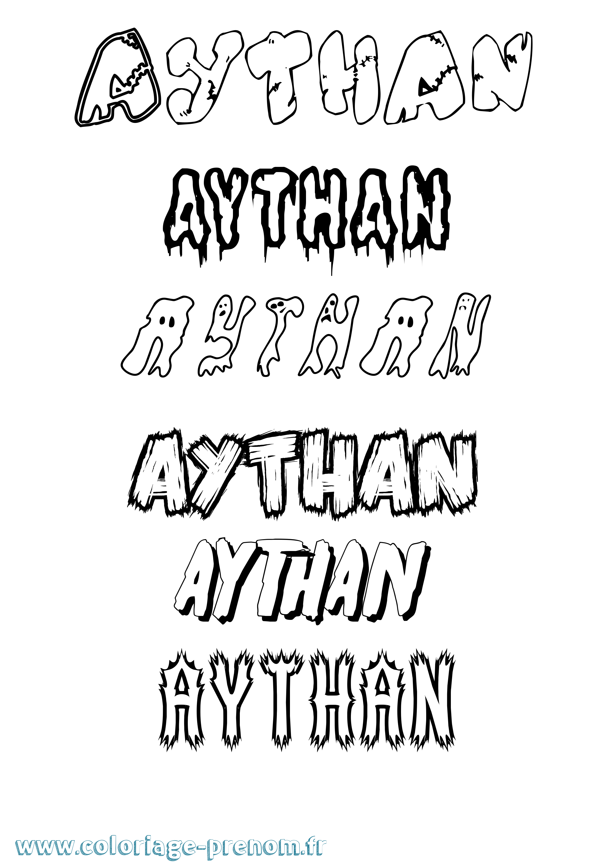 Coloriage prénom Aythan Frisson