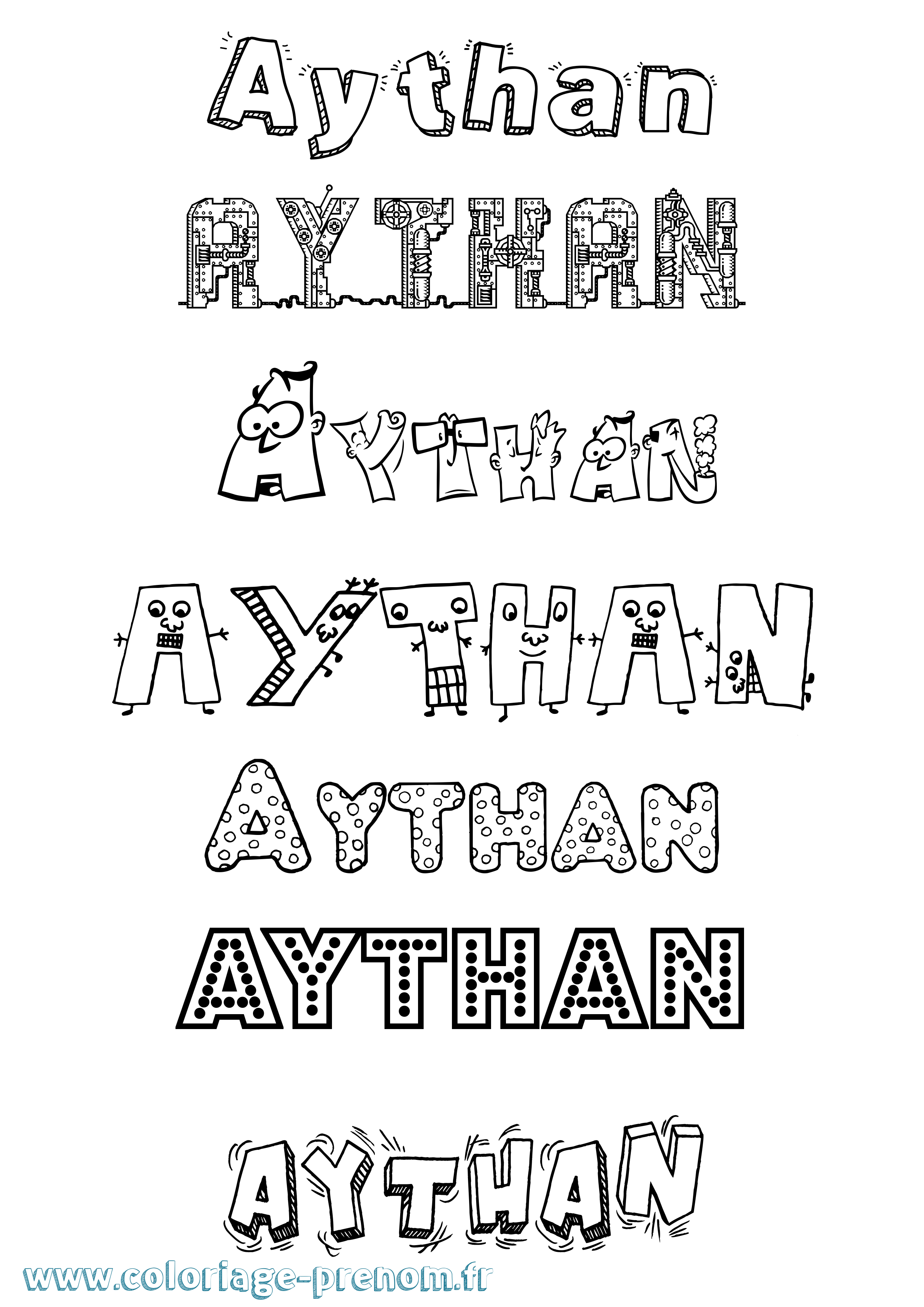 Coloriage prénom Aythan Fun