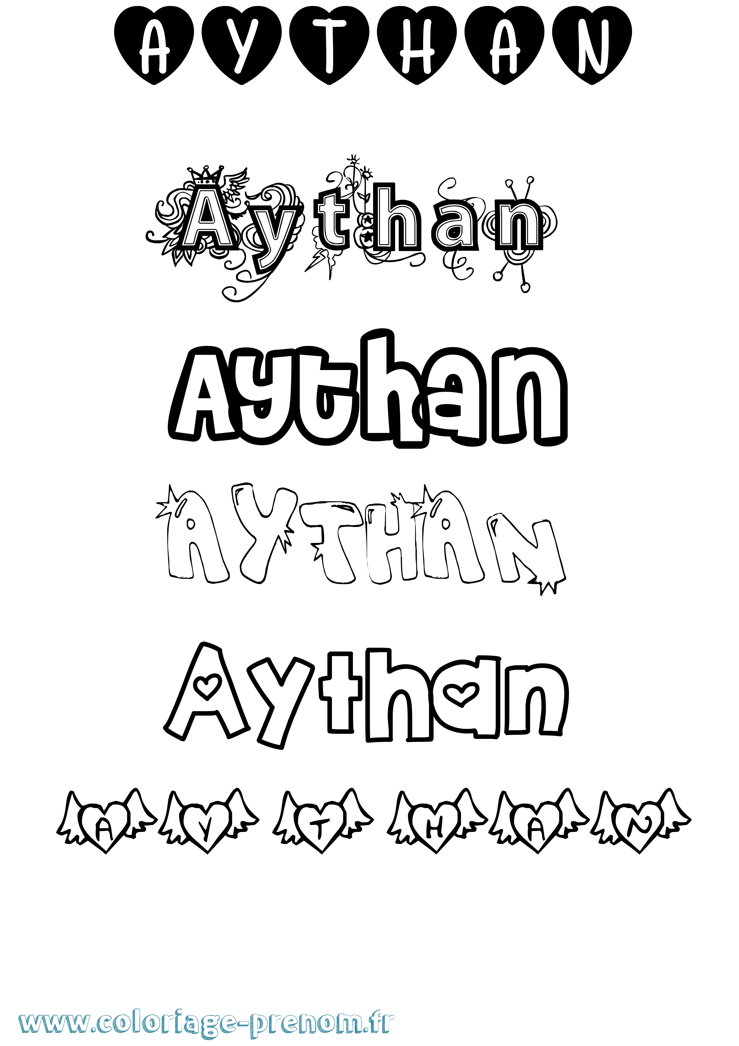 Coloriage prénom Aythan Girly