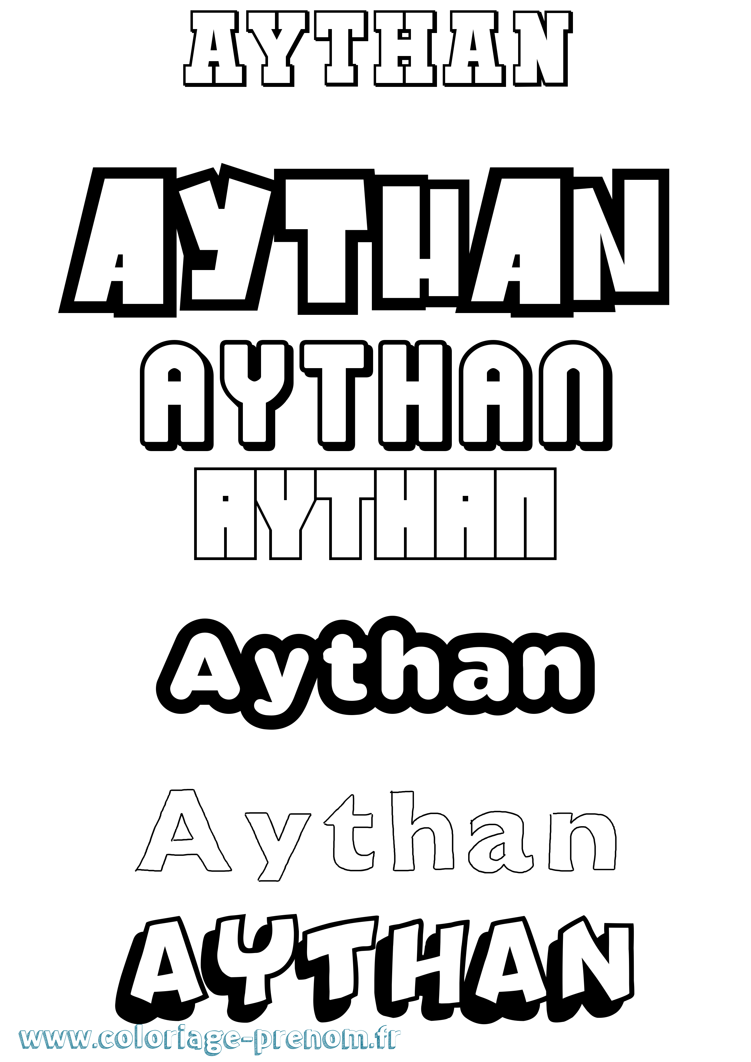 Coloriage prénom Aythan Simple