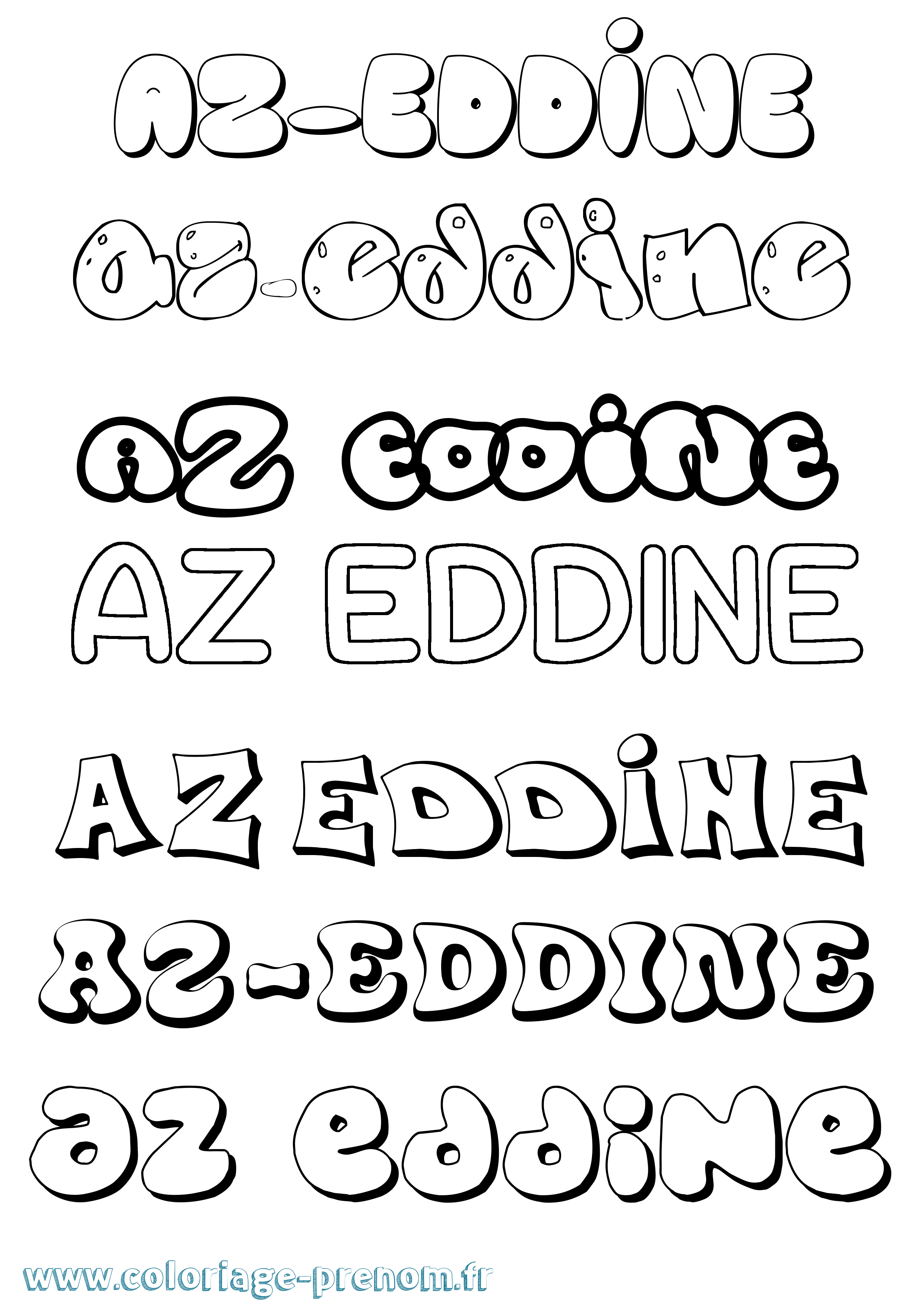 Coloriage Az-Eddine Bubble Coloriage prénom Az-Eddine Bubble