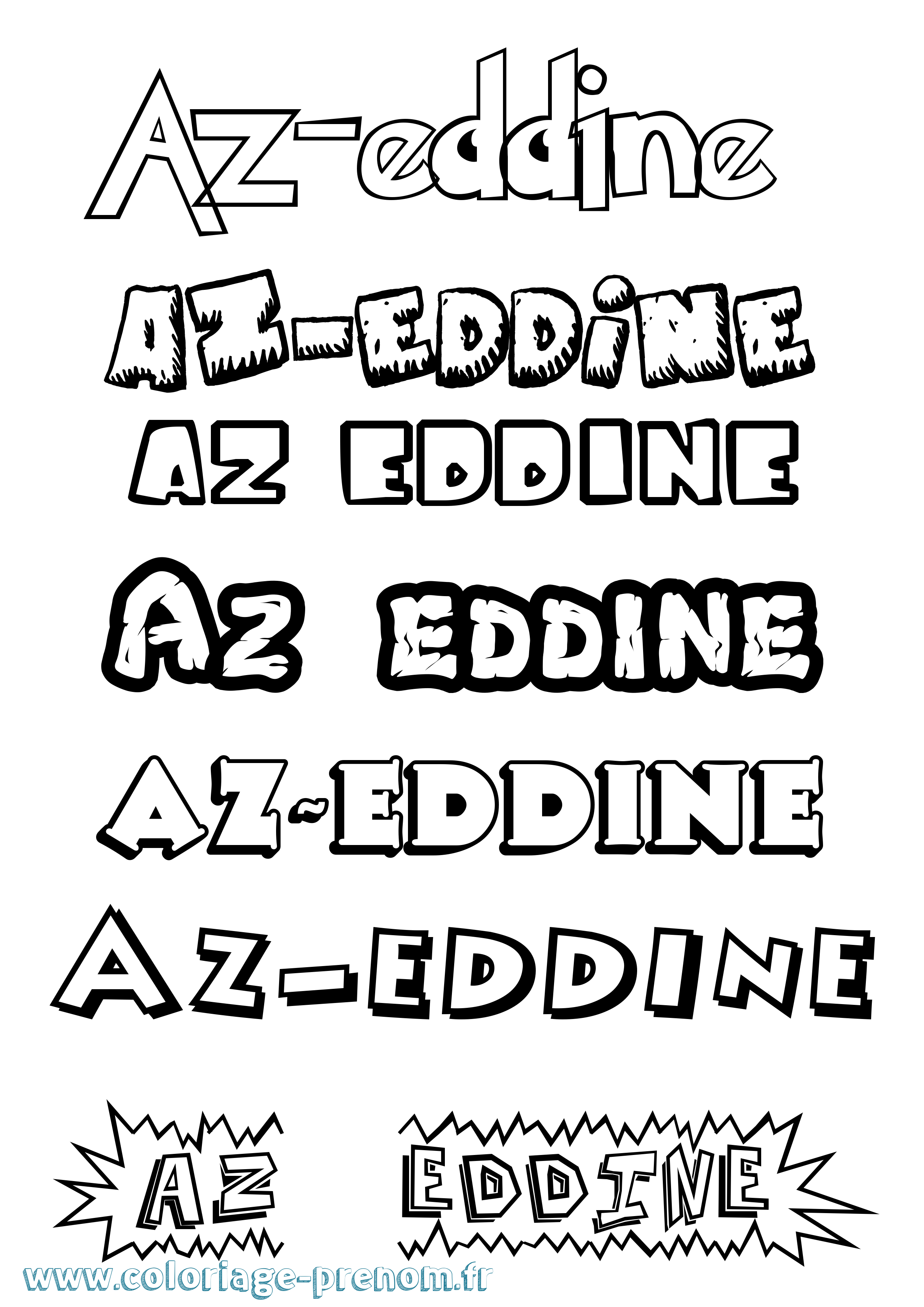 Coloriage Az-Eddine Dessin Animé Coloriage prénom Az-Eddine Dessin Animé