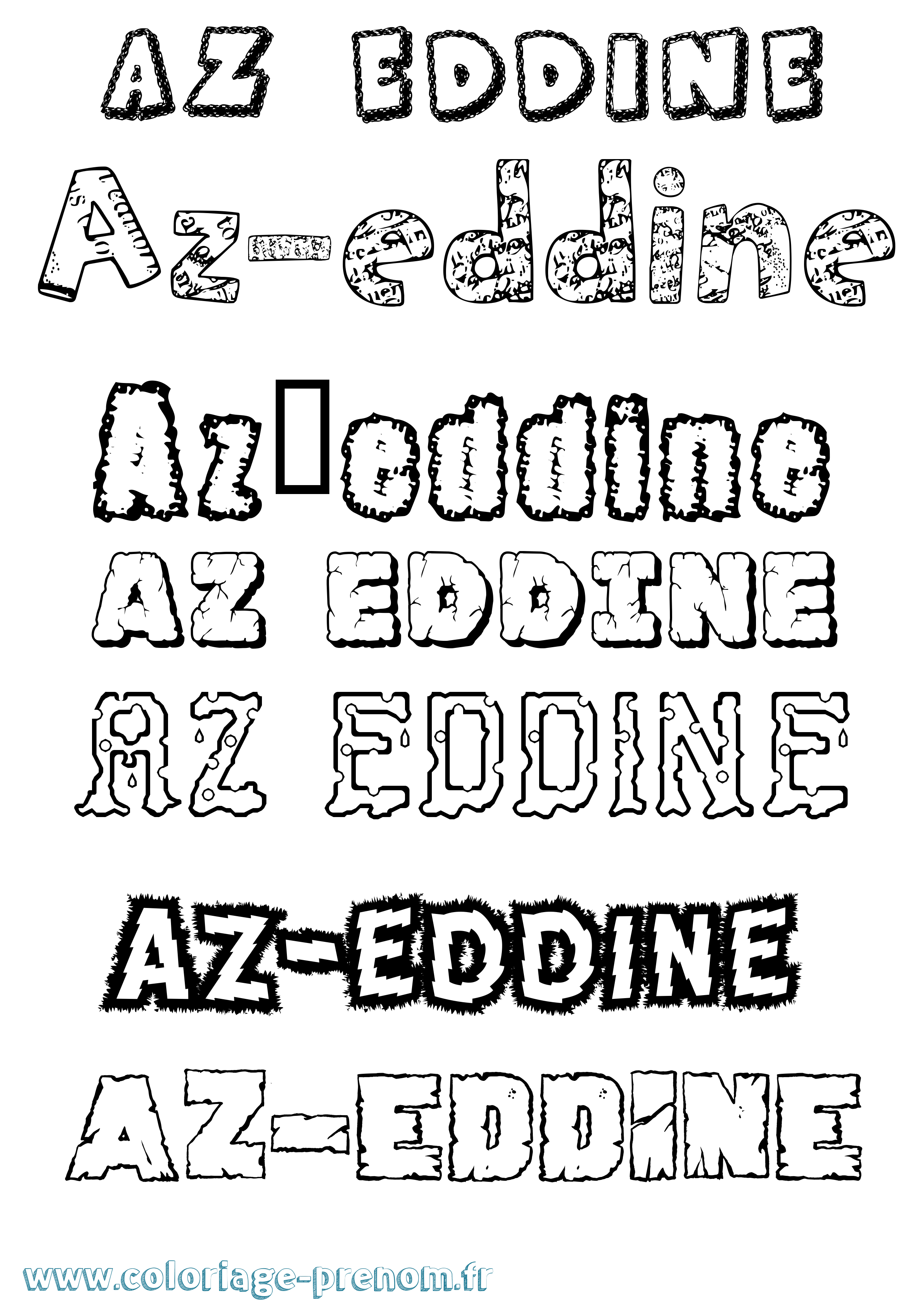 Coloriage Az-Eddine Destructuré Coloriage prénom Az-Eddine Destructuré