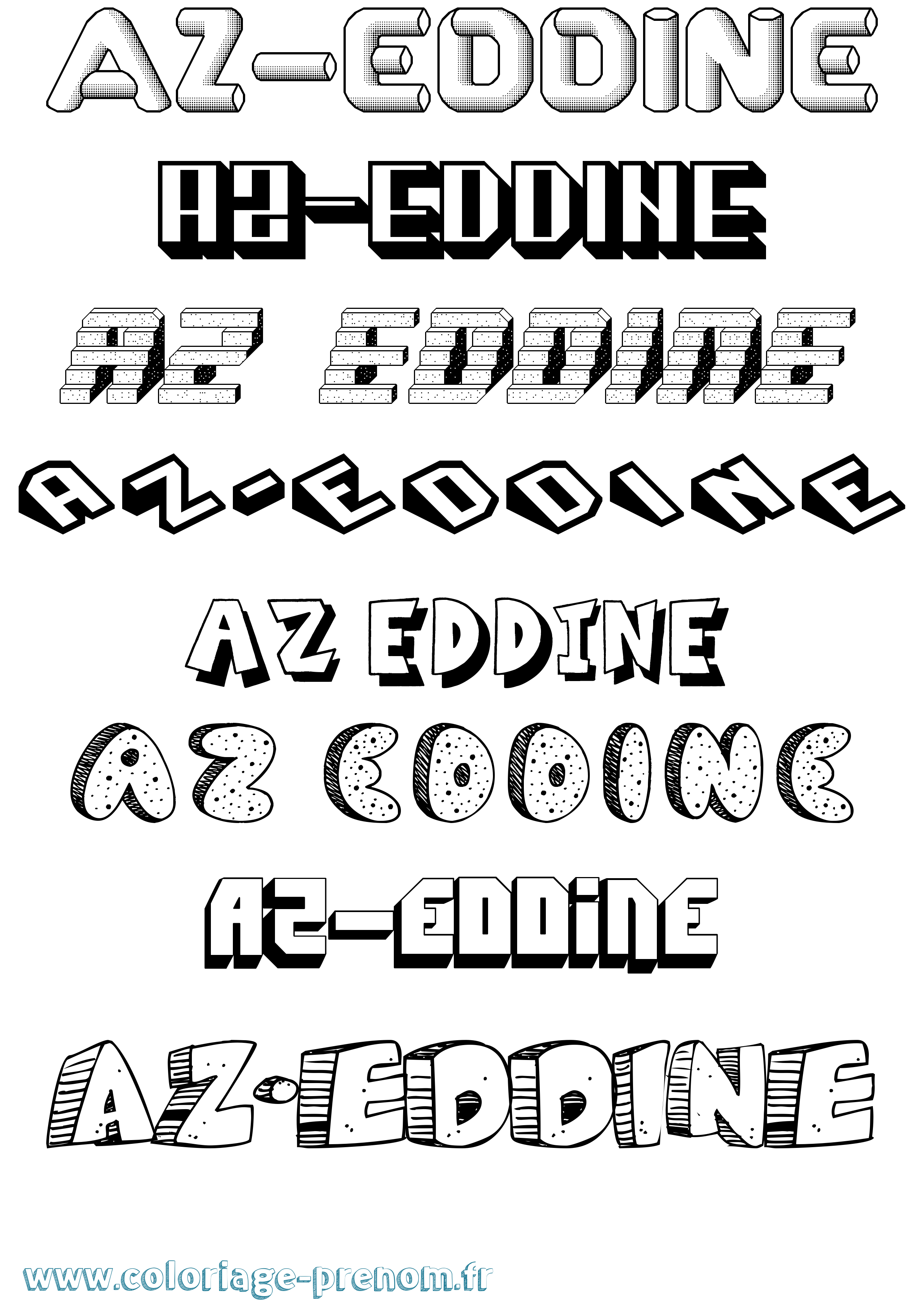 Coloriage Az-Eddine Effet 3D Coloriage prénom Az-Eddine Effet 3D