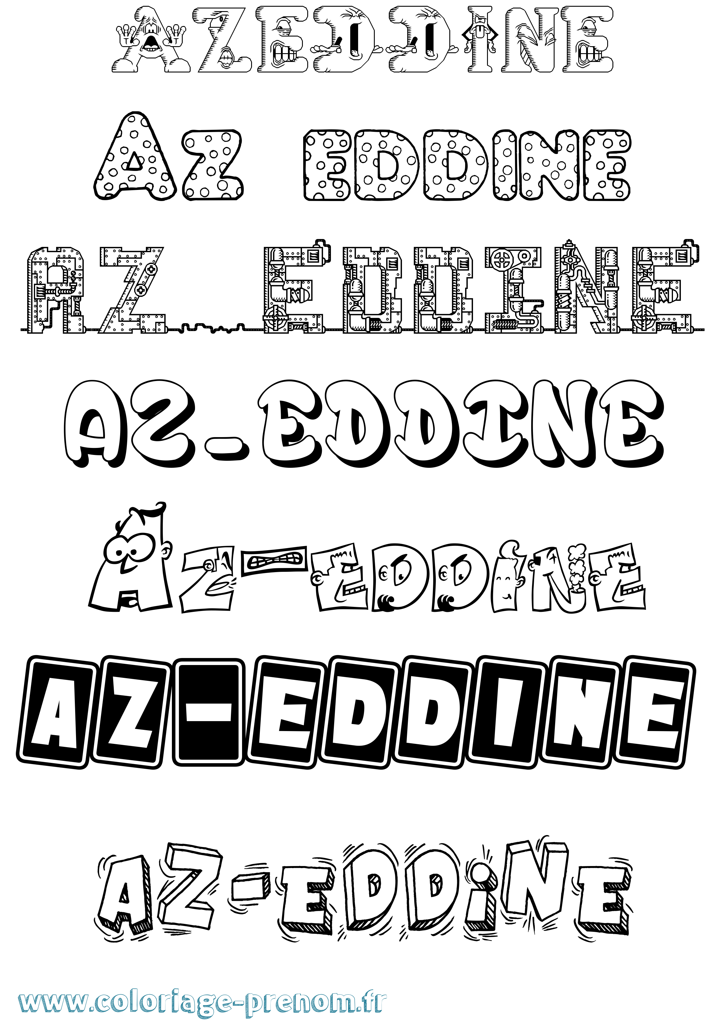 Coloriage Az-Eddine Fun Coloriage prénom Az-Eddine Fun