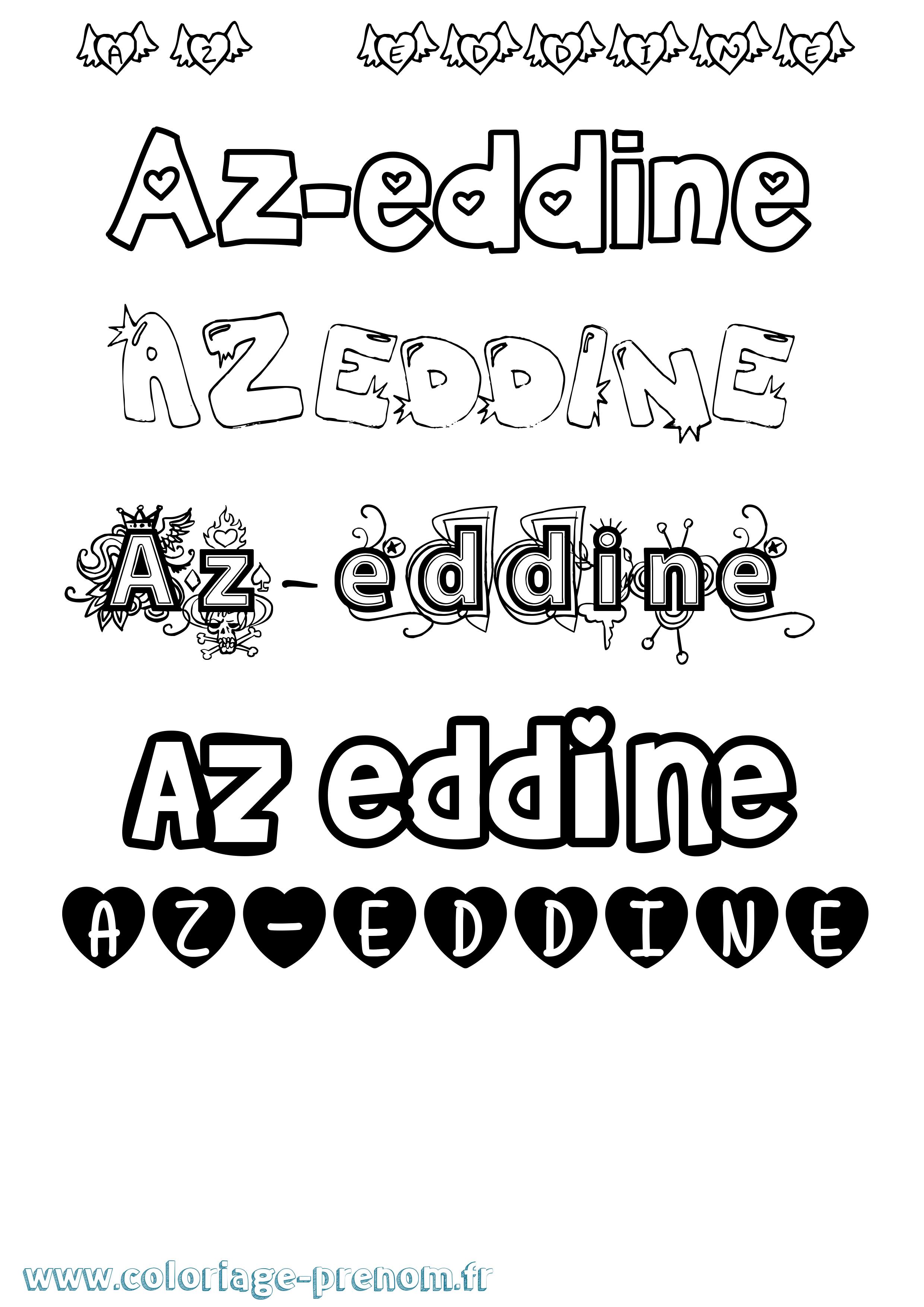 Coloriage Az-Eddine Girly Coloriage prénom Az-Eddine Girly