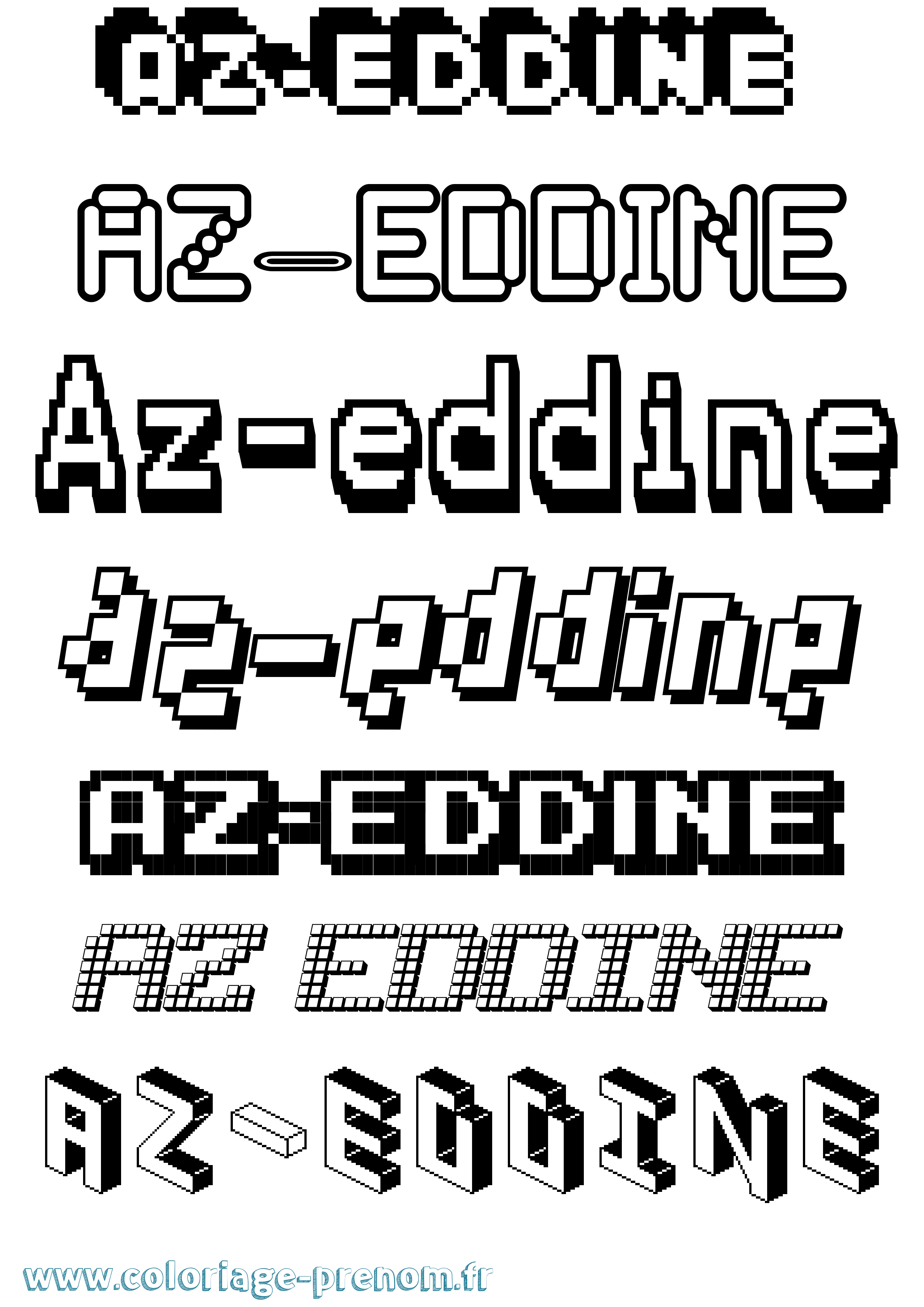 Coloriage Az-Eddine Pixel Coloriage prénom Az-Eddine Pixel