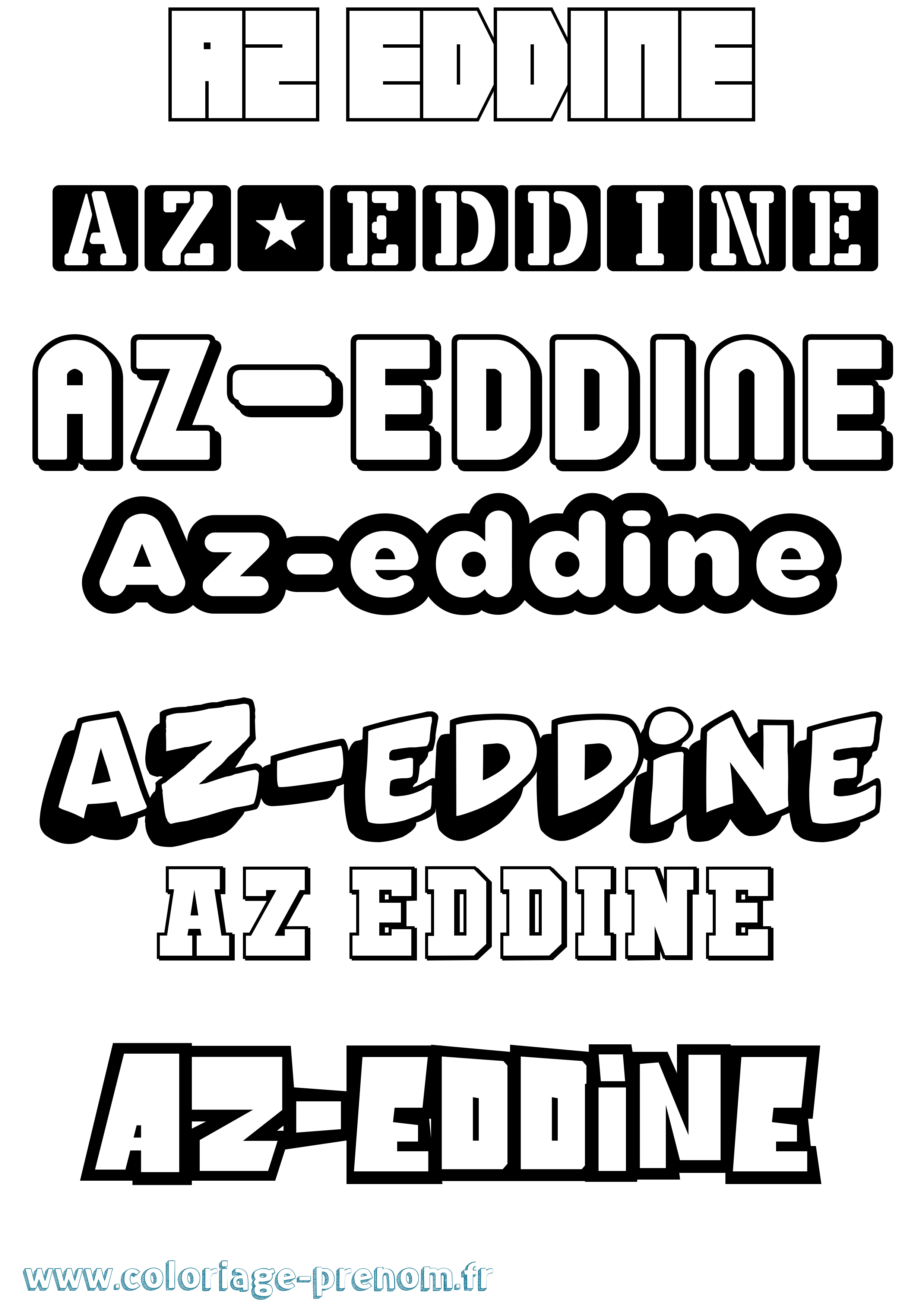 Coloriage Az-Eddine Simple Coloriage prénom Az-Eddine Simple