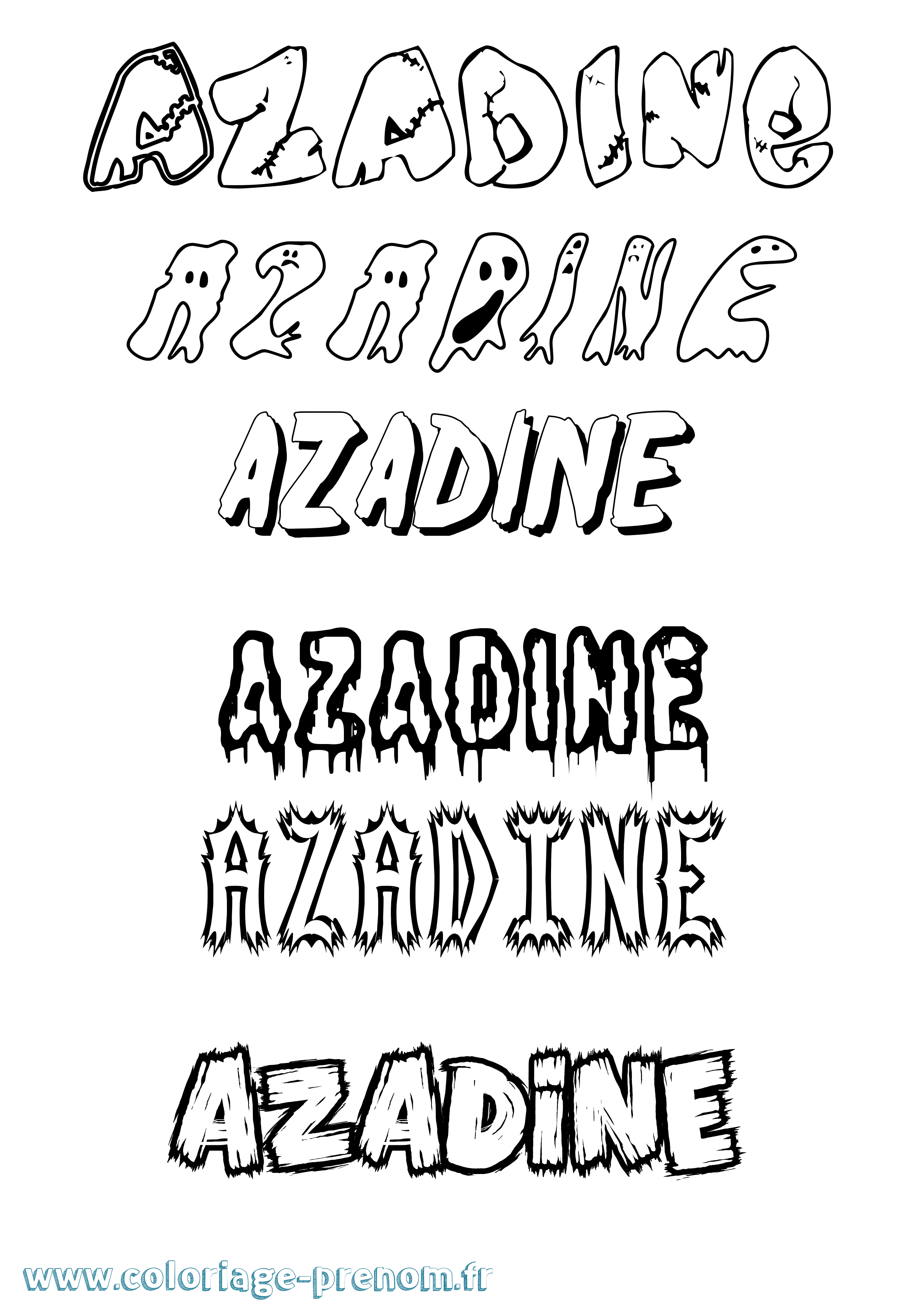 Coloriage prénom Azadine Frisson