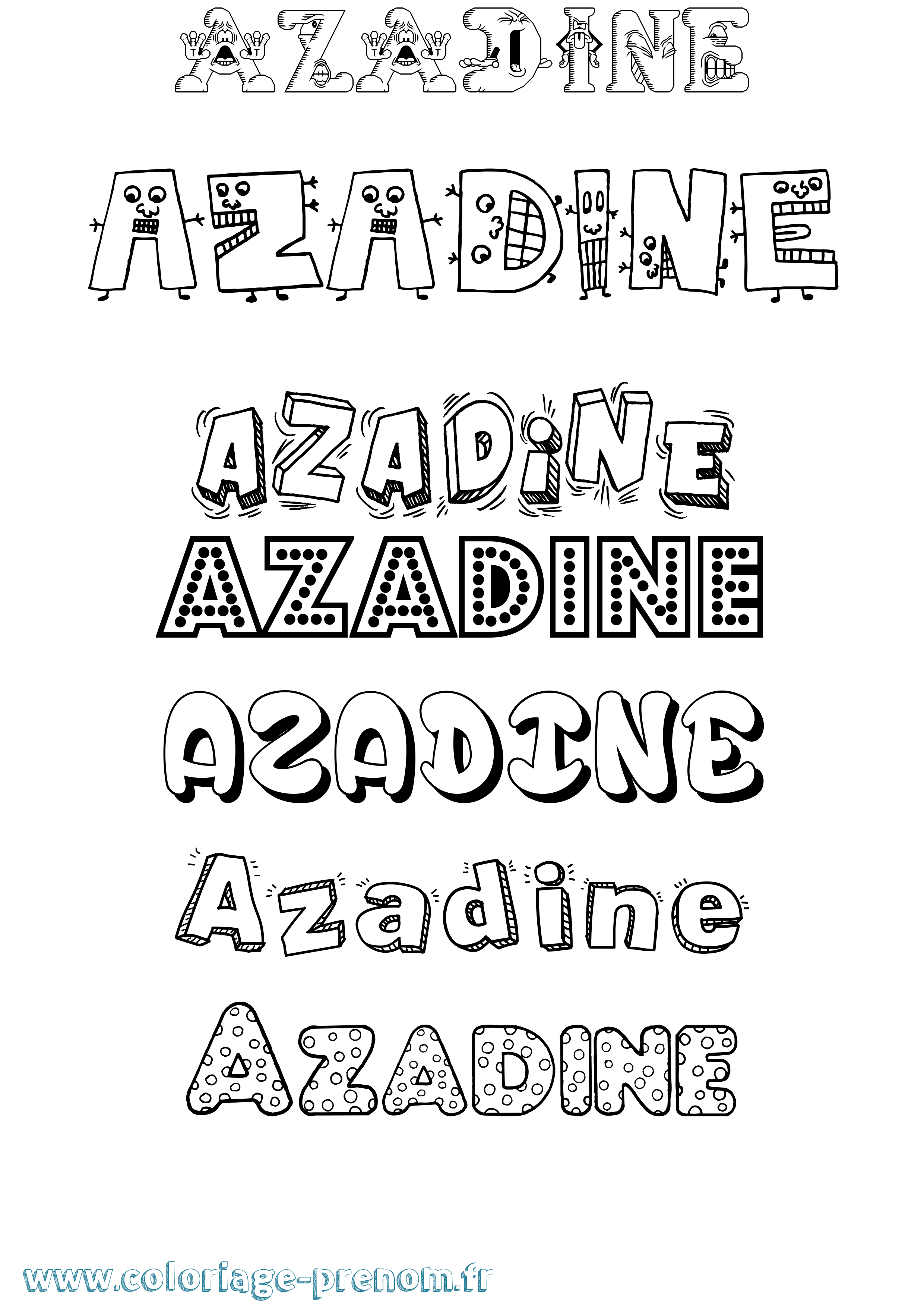 Coloriage prénom Azadine Fun