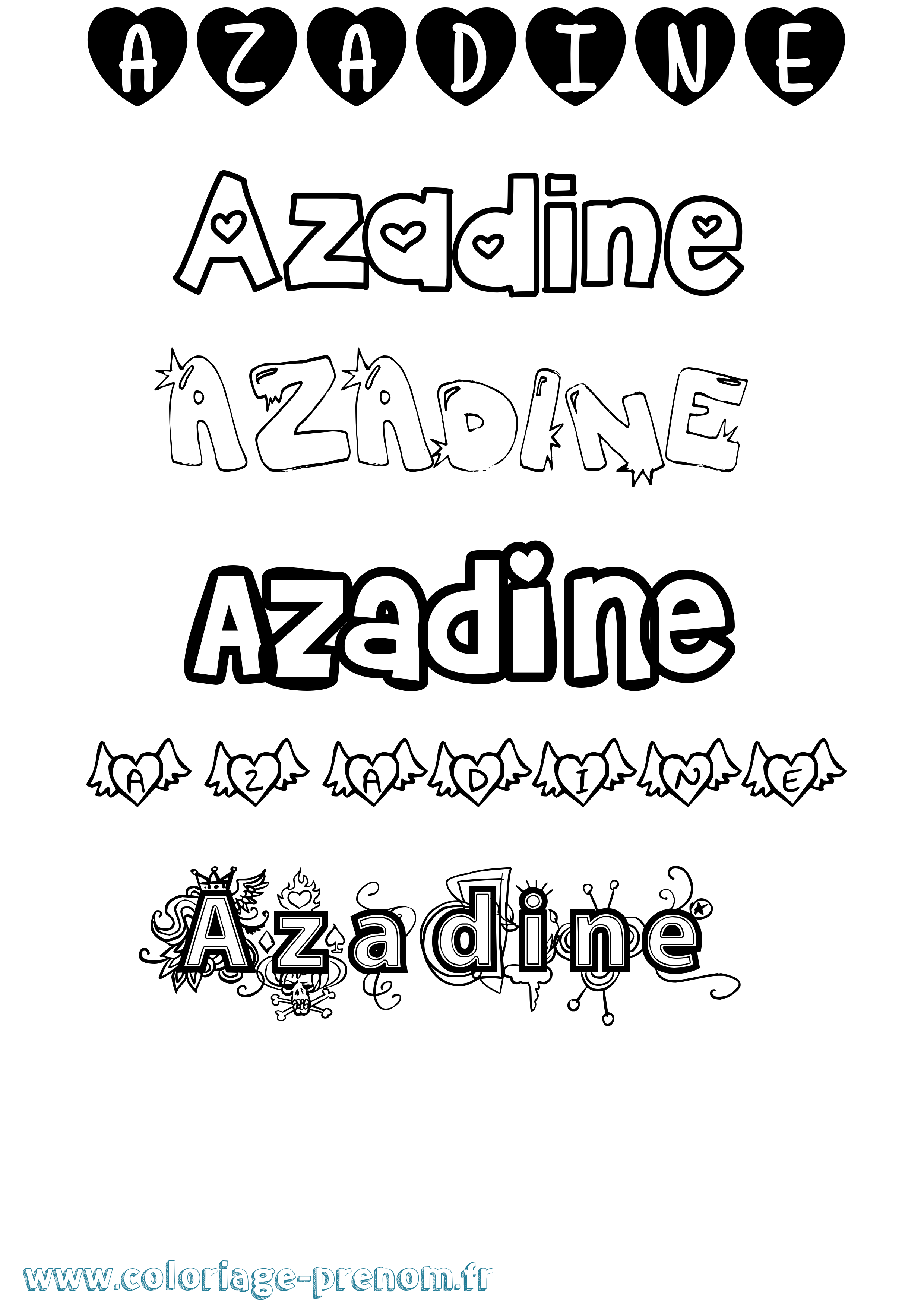 Coloriage prénom Azadine Girly