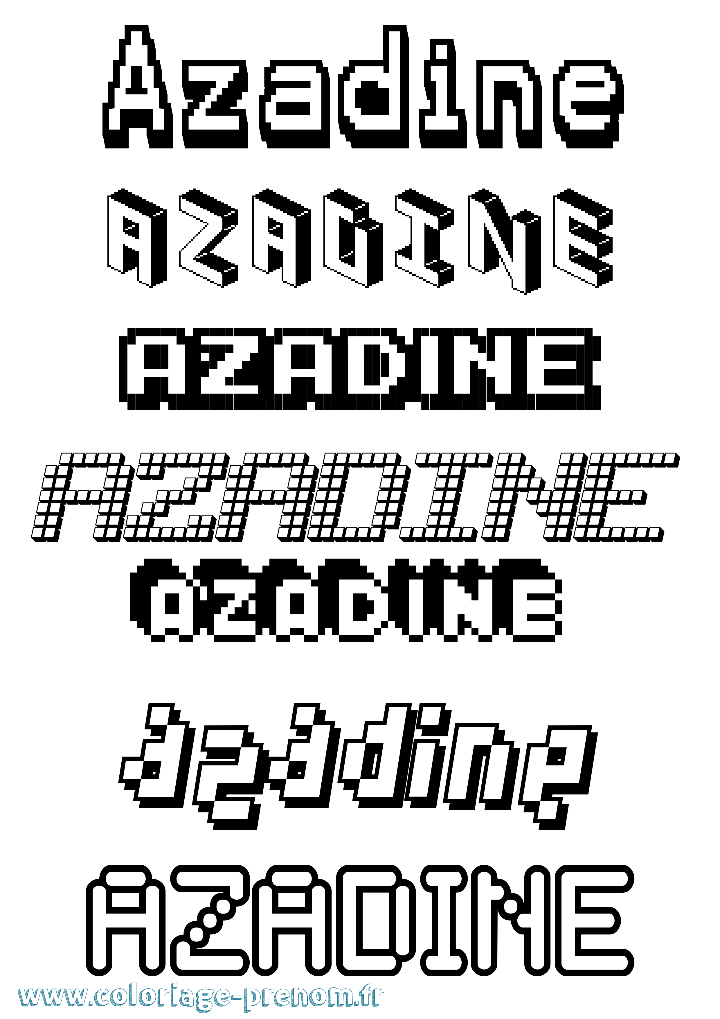 Coloriage prénom Azadine Pixel