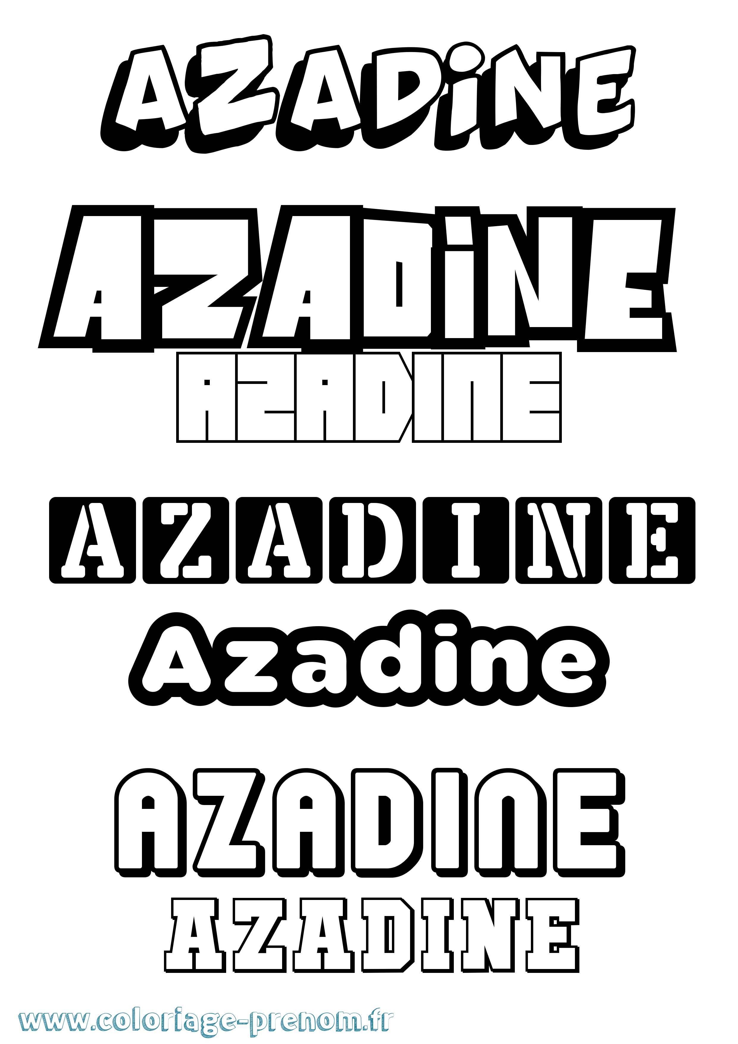 Coloriage prénom Azadine Simple