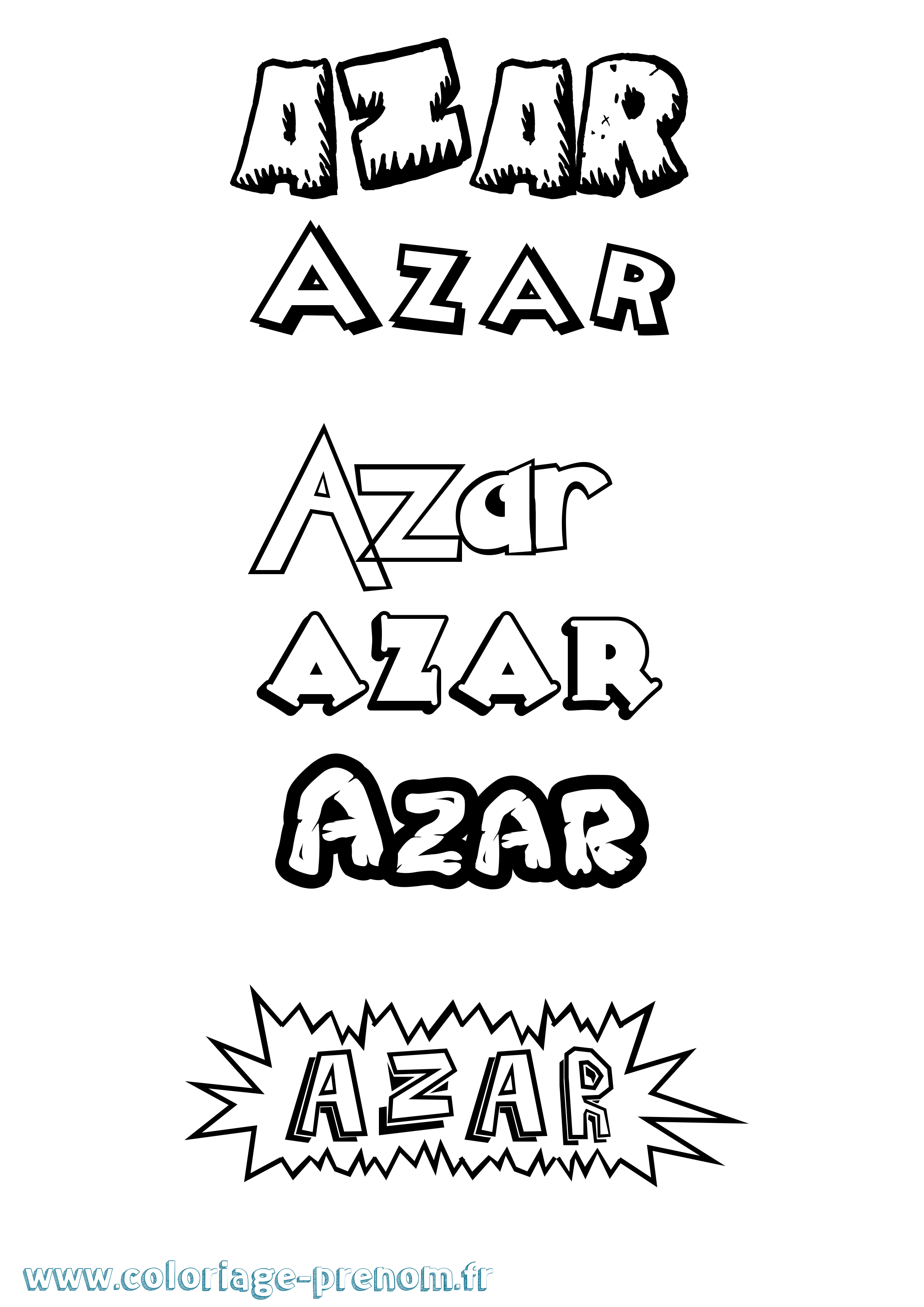 Coloriage prénom Azar Dessin Animé