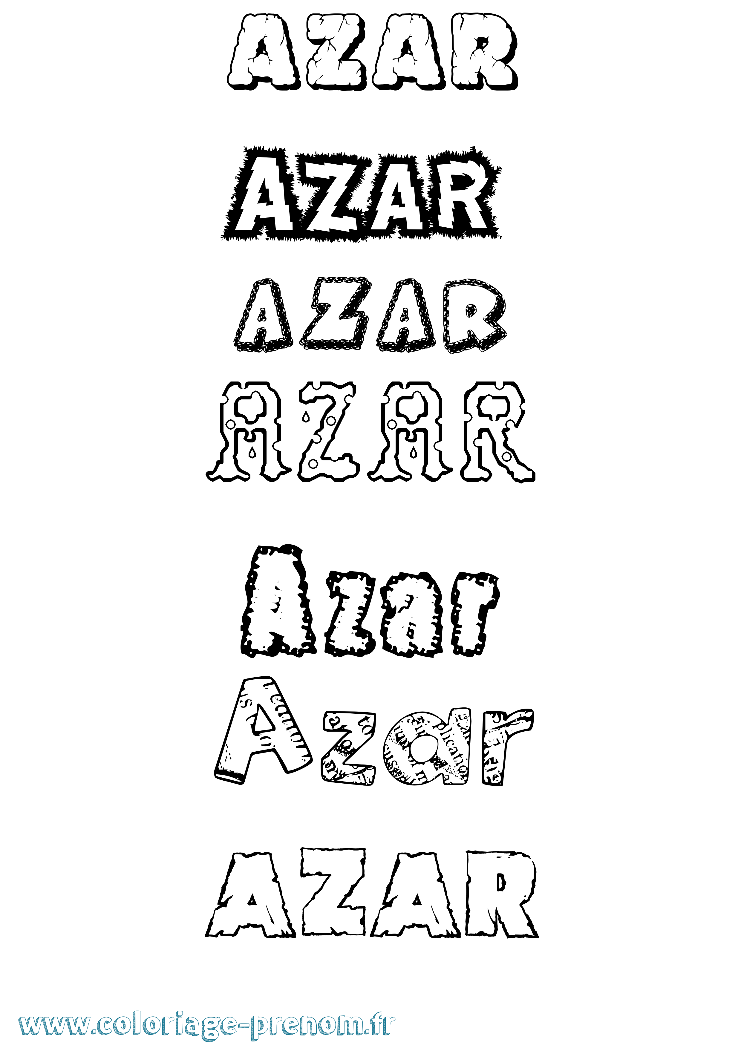 Coloriage prénom Azar Destructuré
