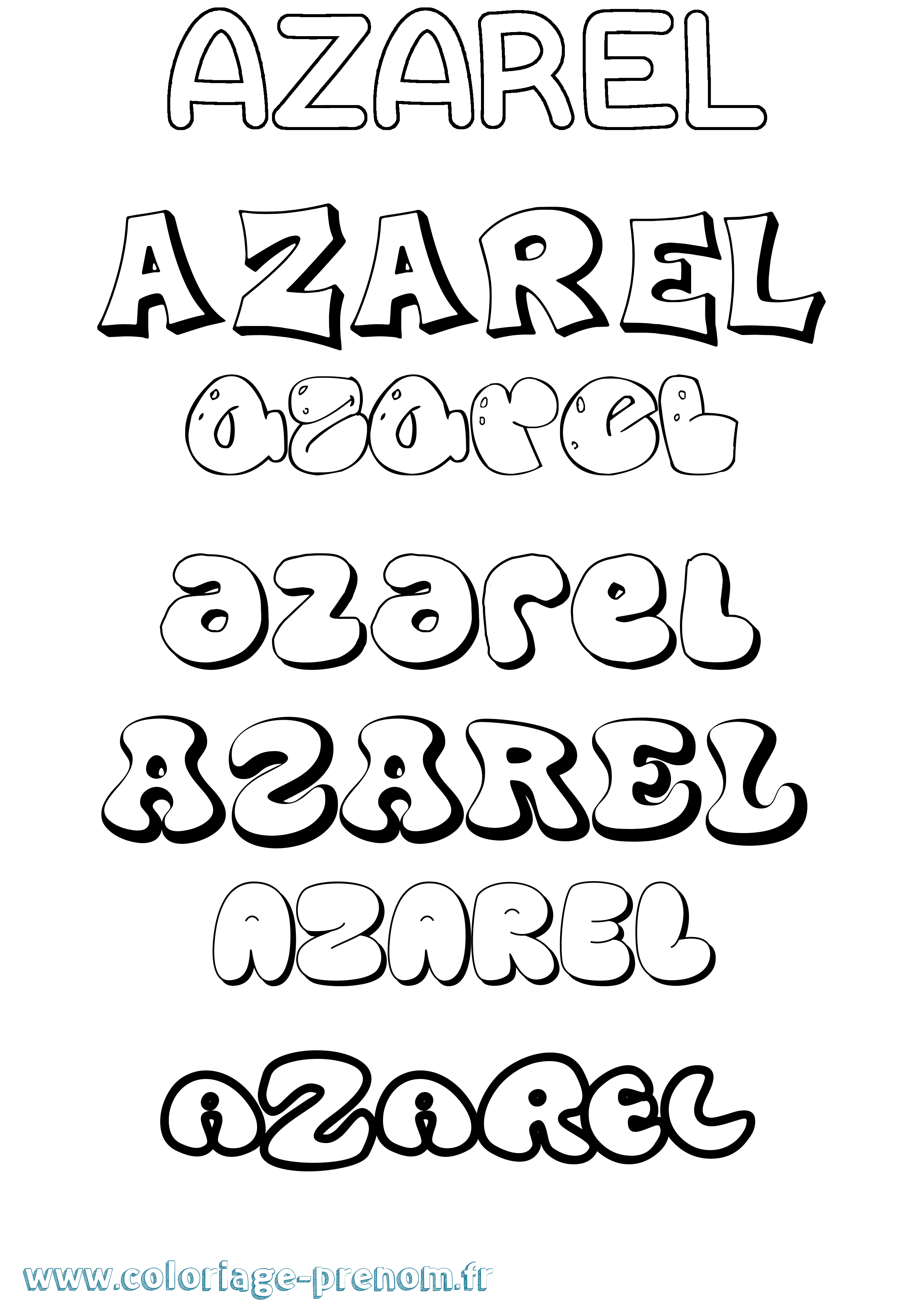 Coloriage prénom Azarel Bubble