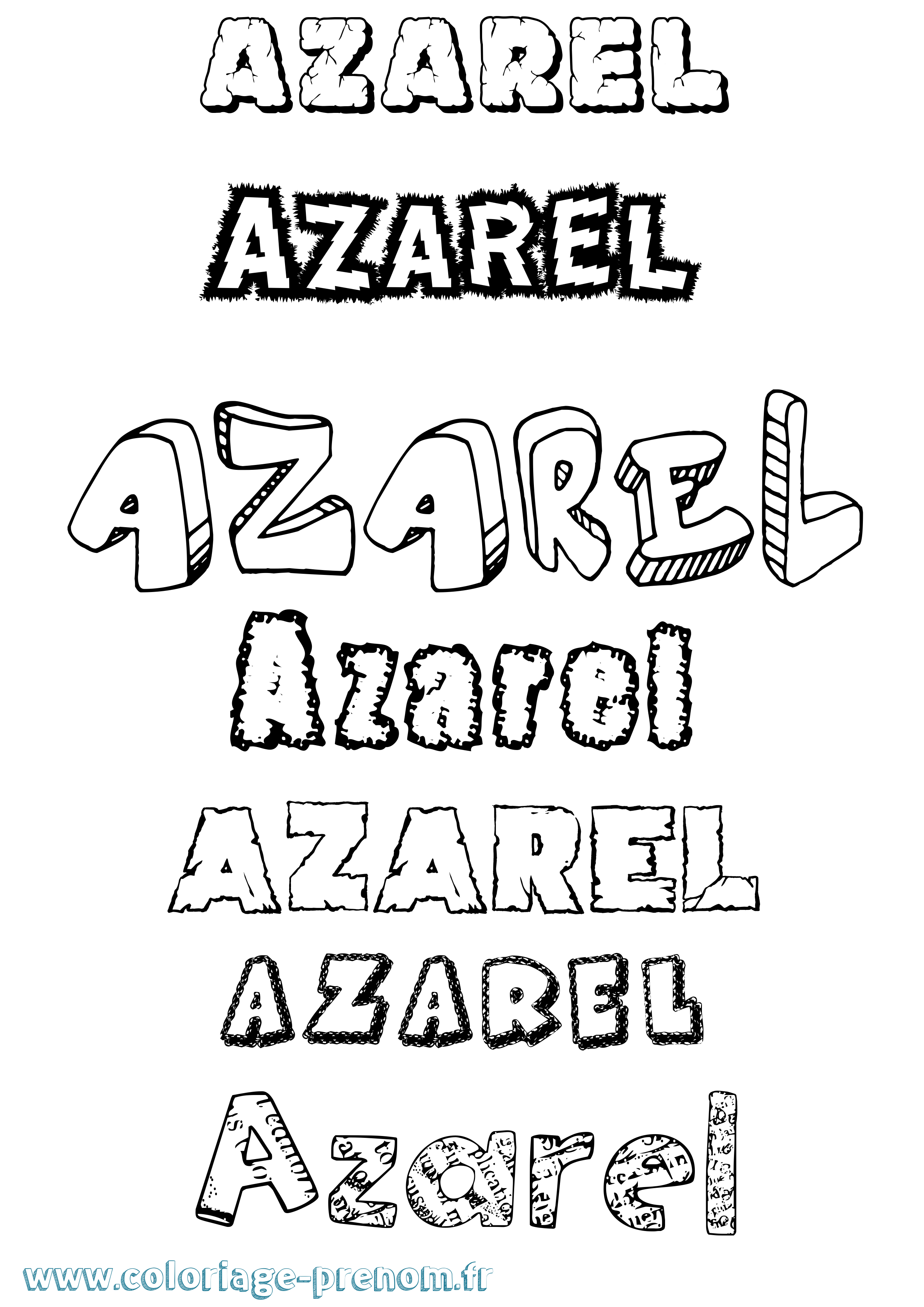 Coloriage prénom Azarel Destructuré