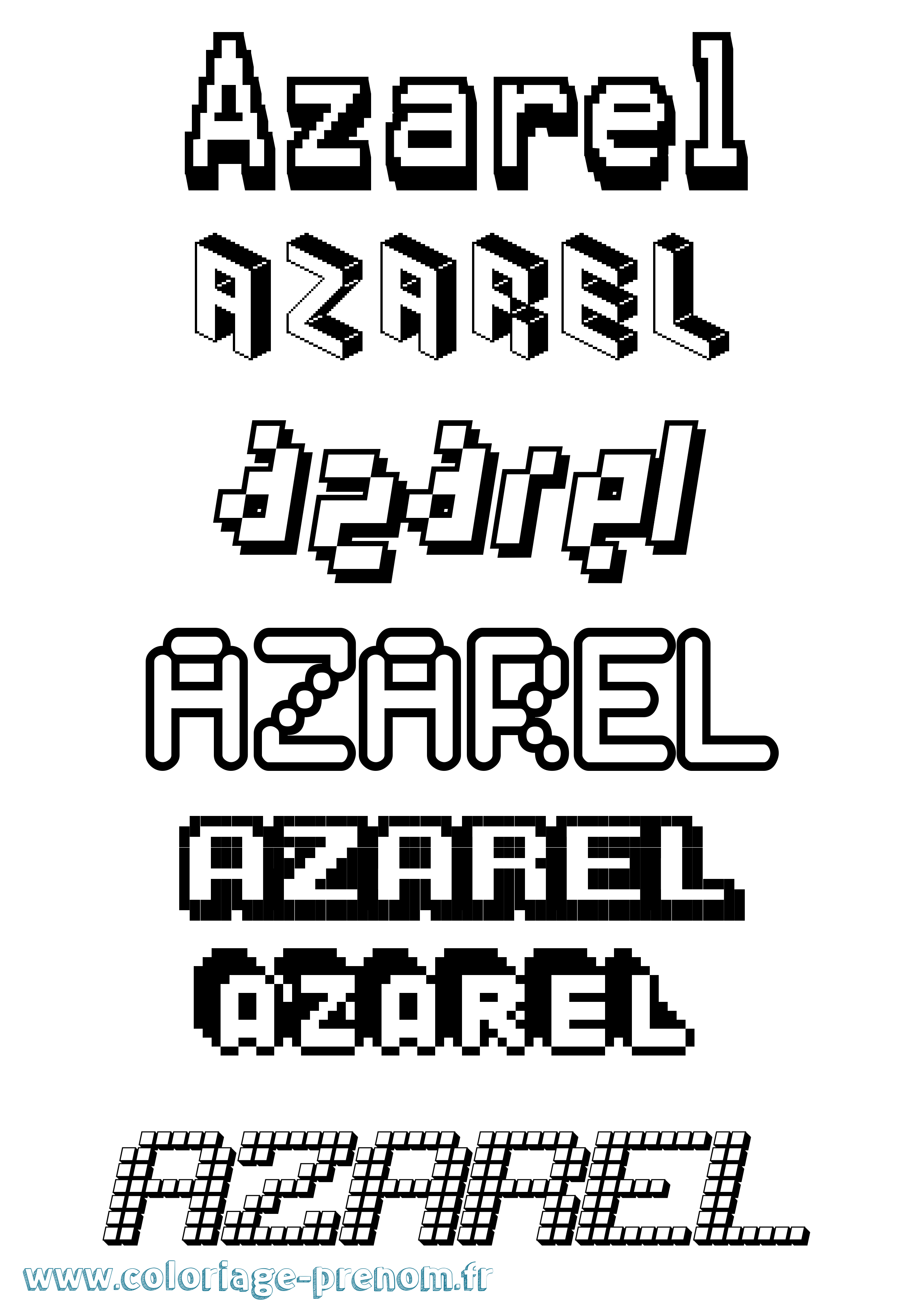 Coloriage prénom Azarel Pixel