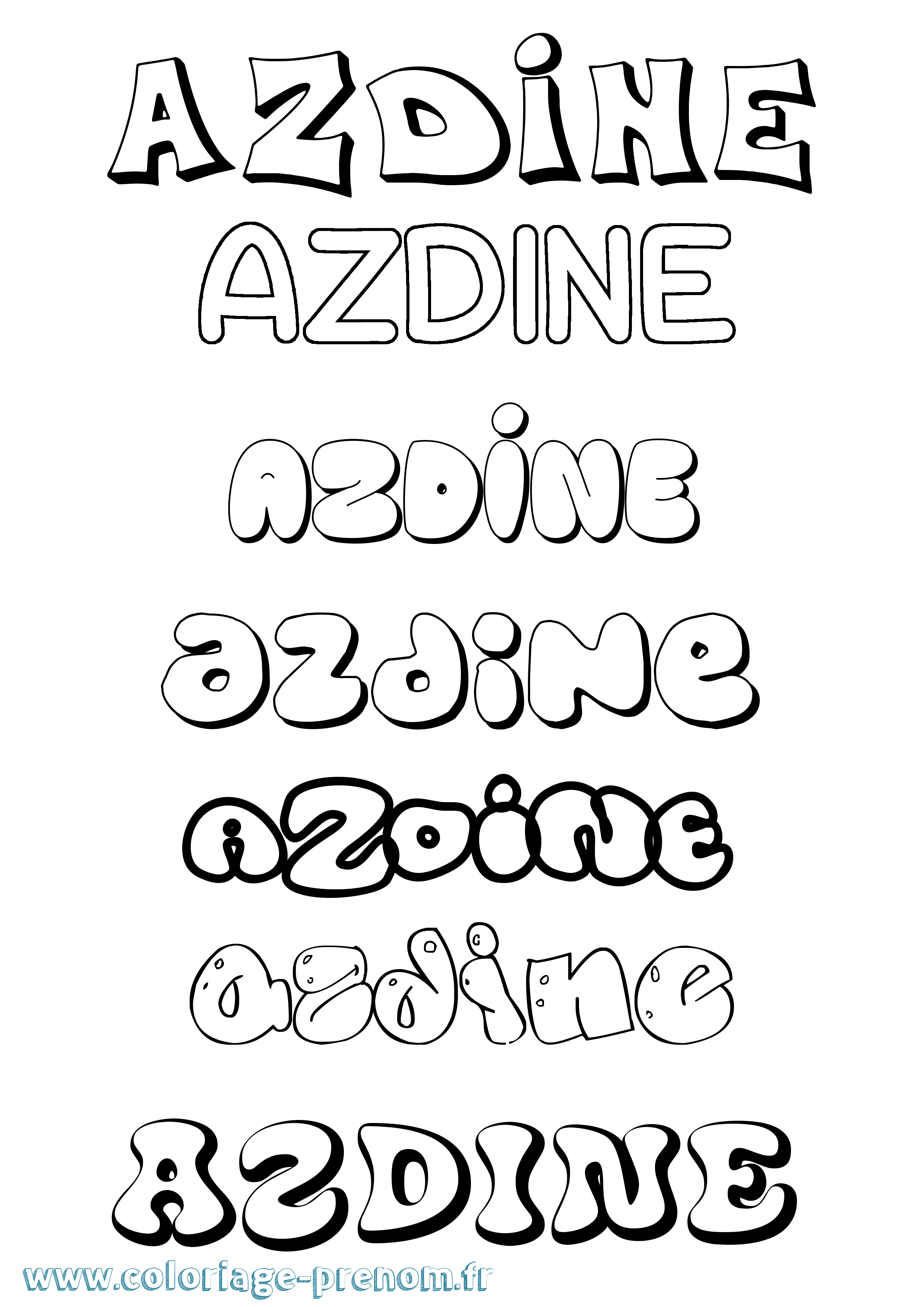 Coloriage prénom Azdine Bubble