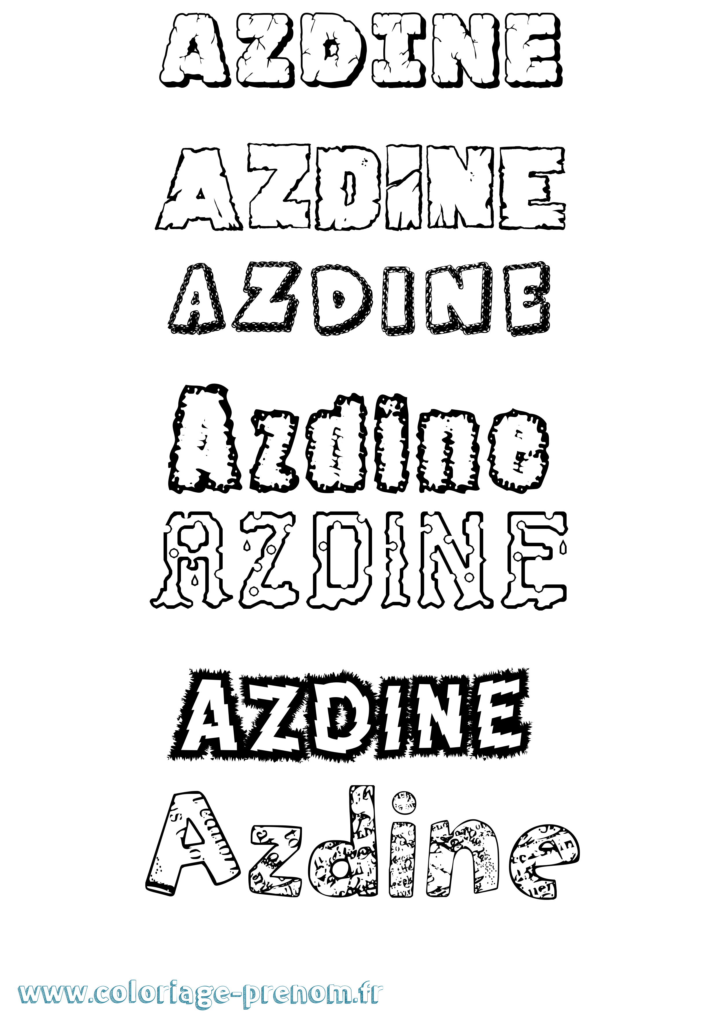 Coloriage prénom Azdine Destructuré