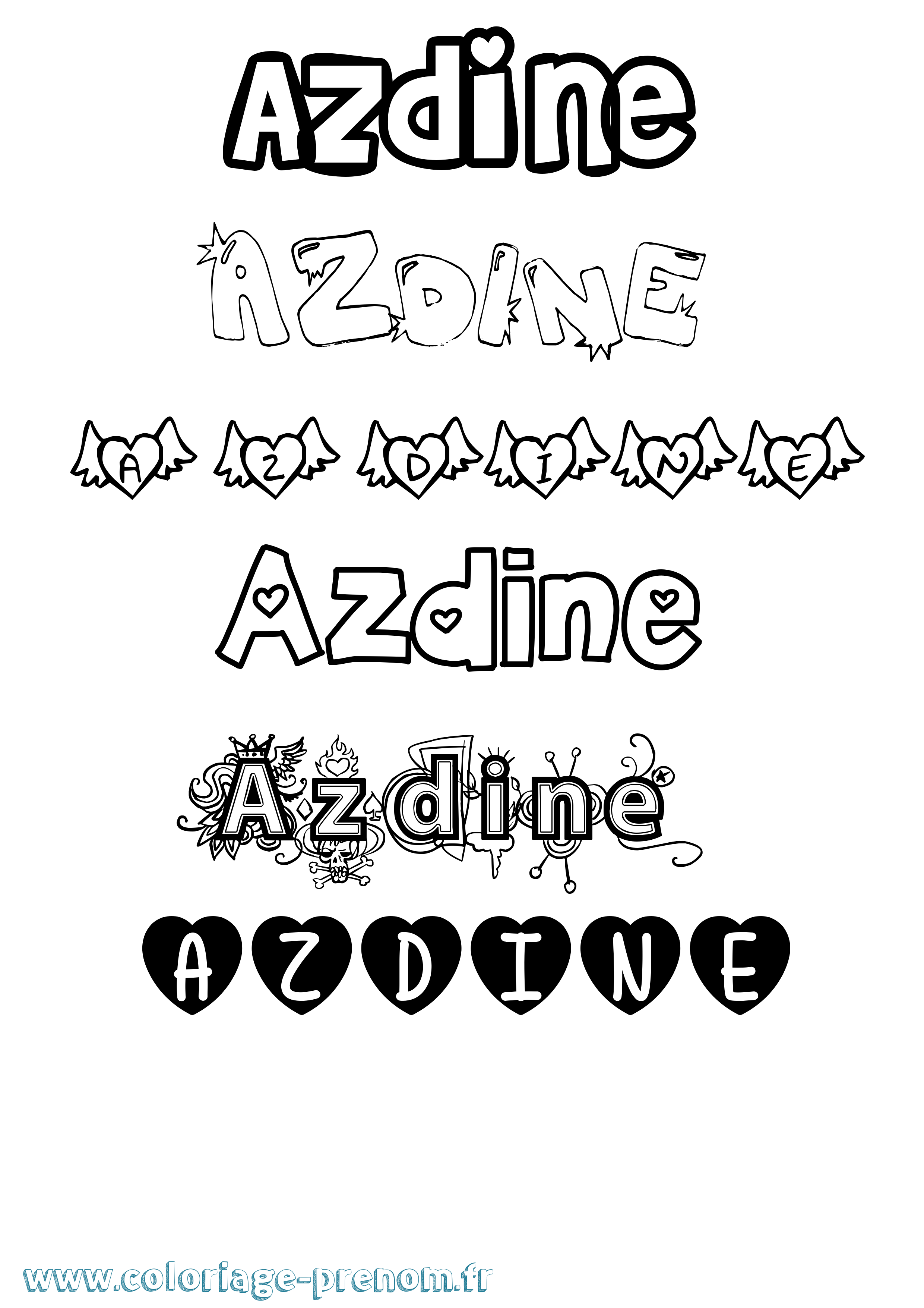 Coloriage prénom Azdine Girly