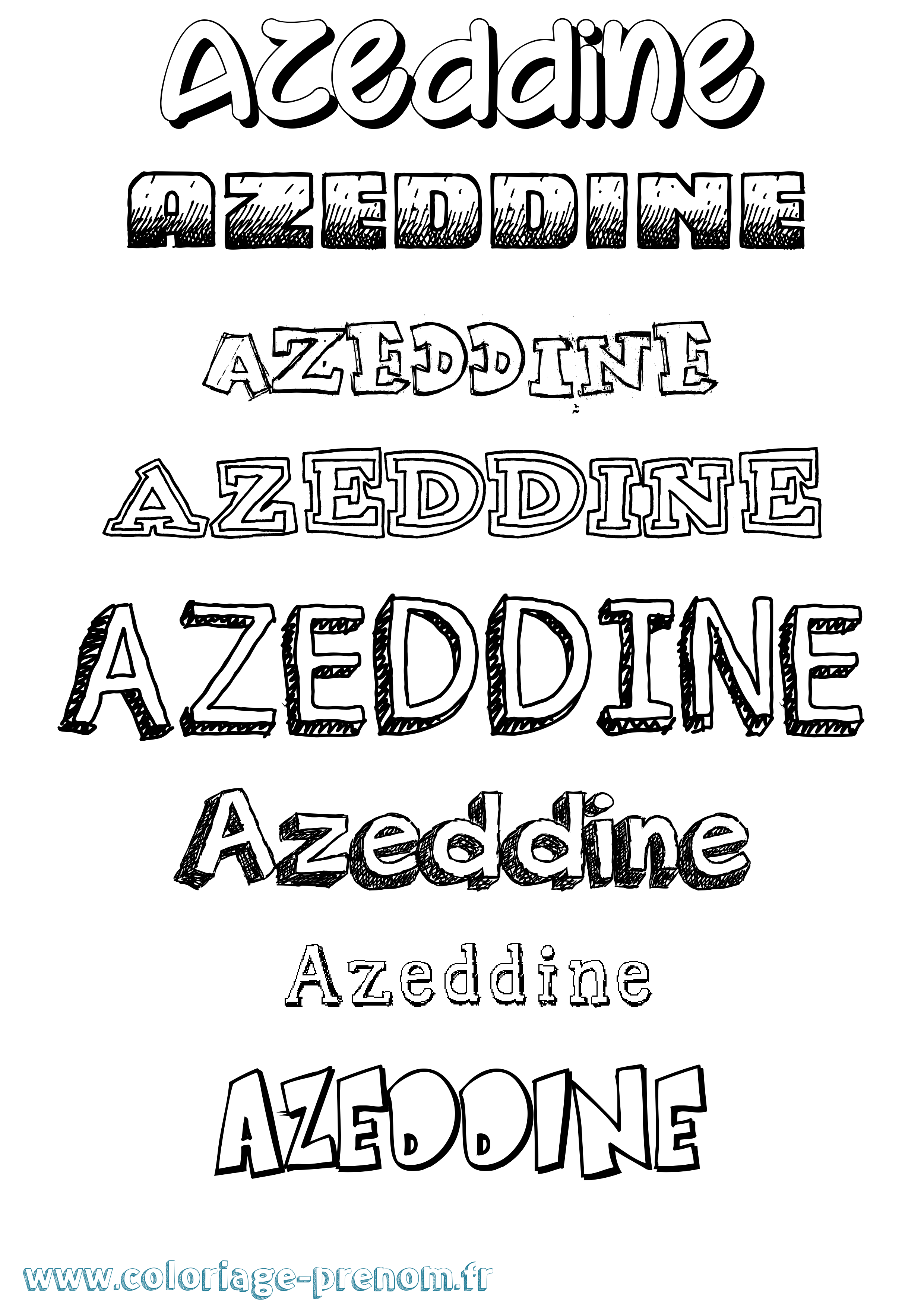 Coloriage prénom Azeddine Dessiné