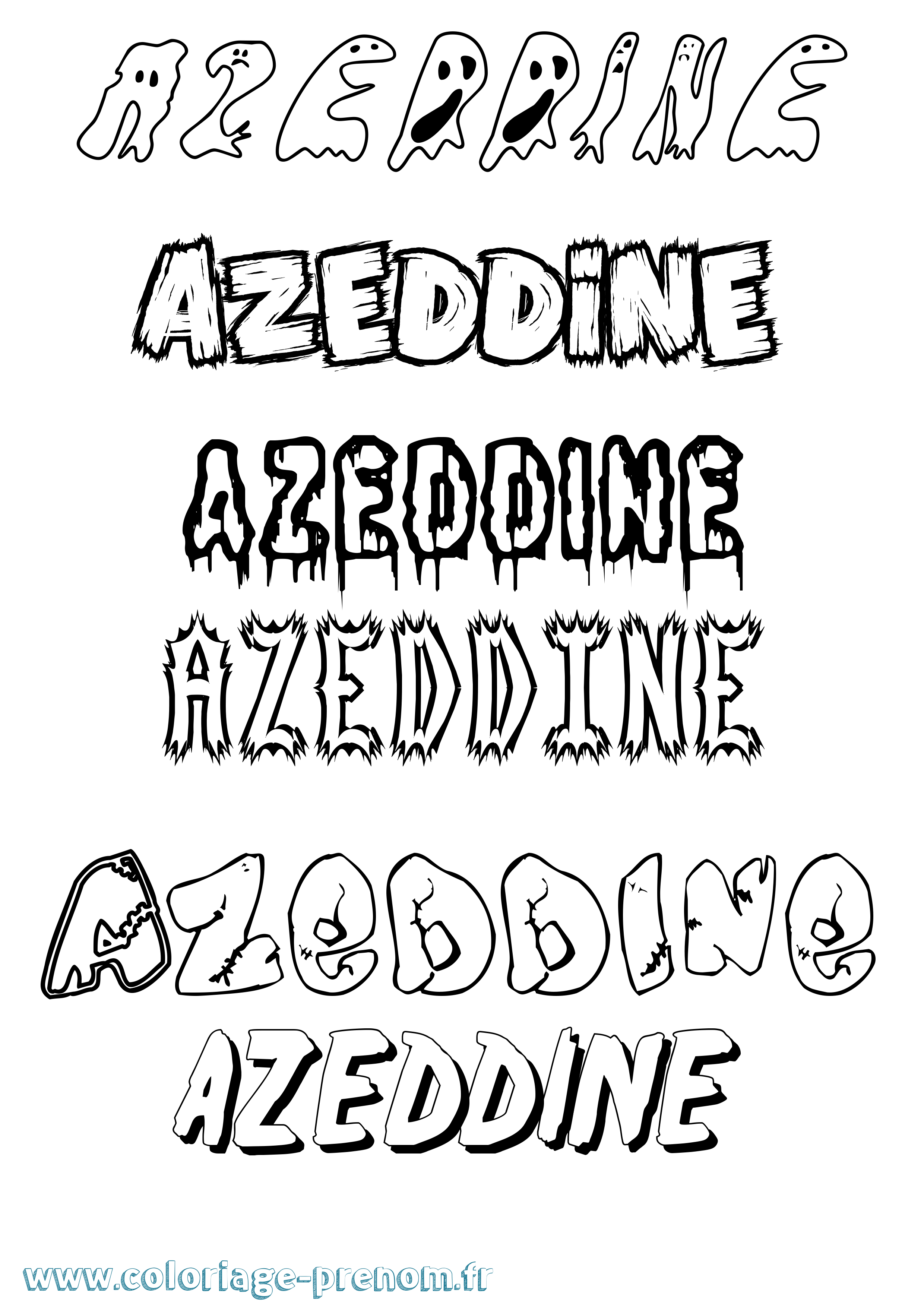 Coloriage prénom Azeddine Frisson