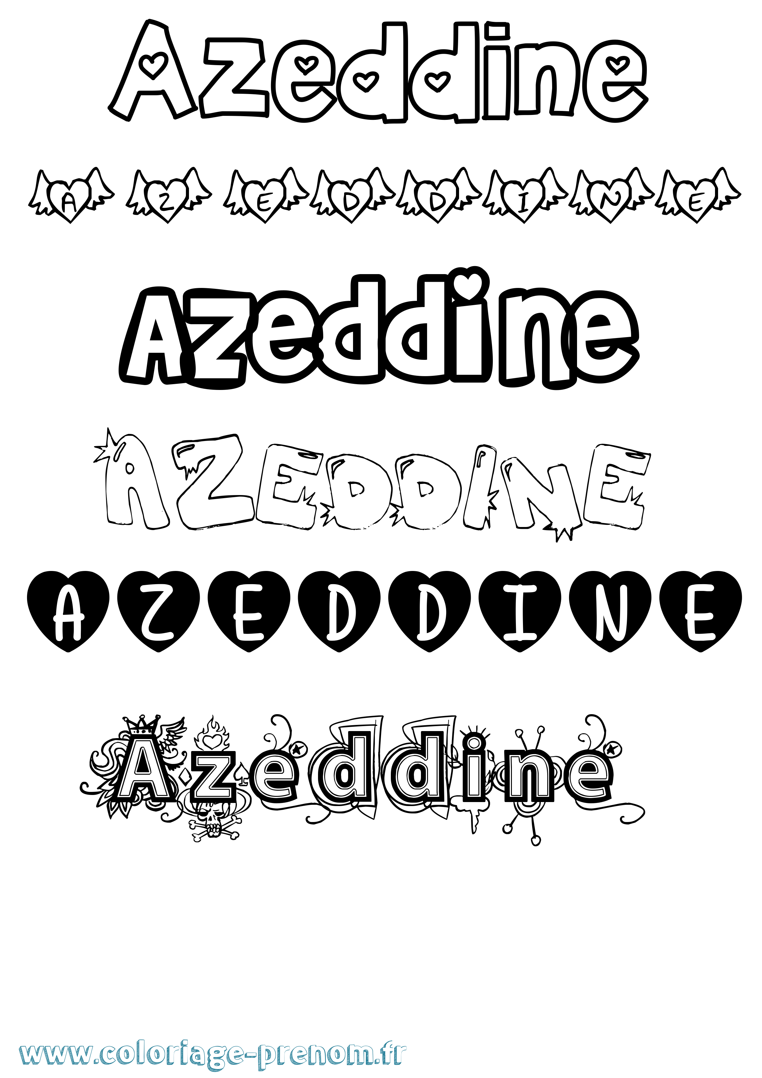 Coloriage prénom Azeddine Girly