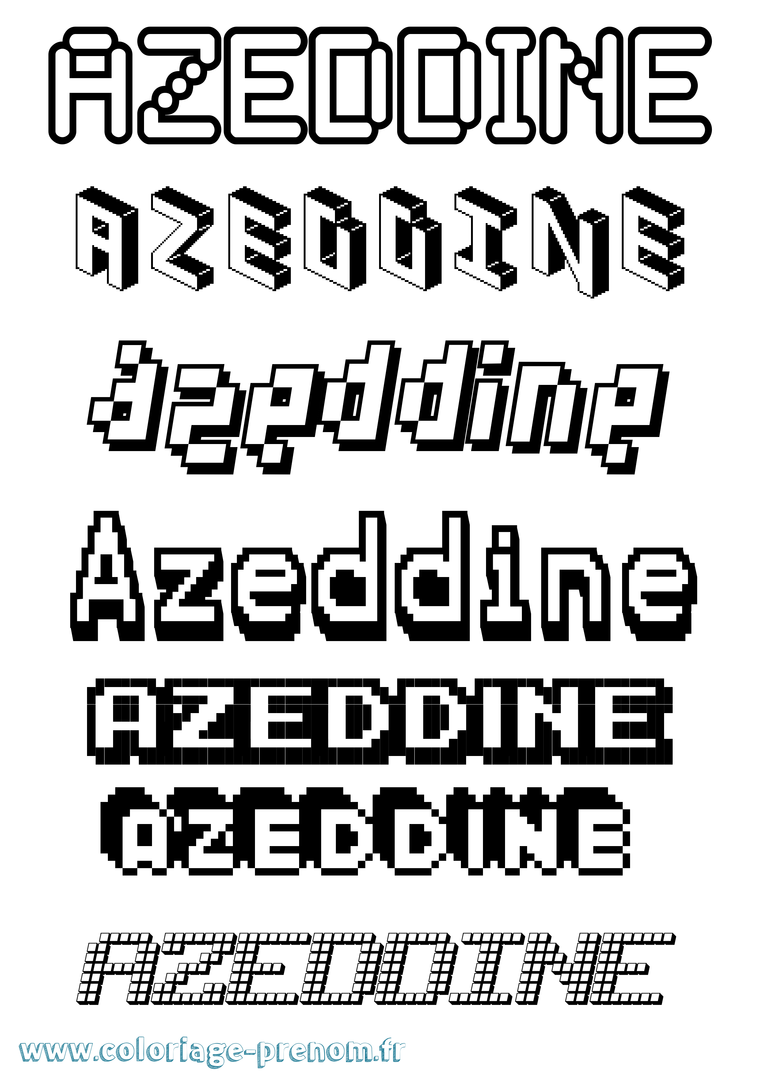 Coloriage prénom Azeddine Pixel