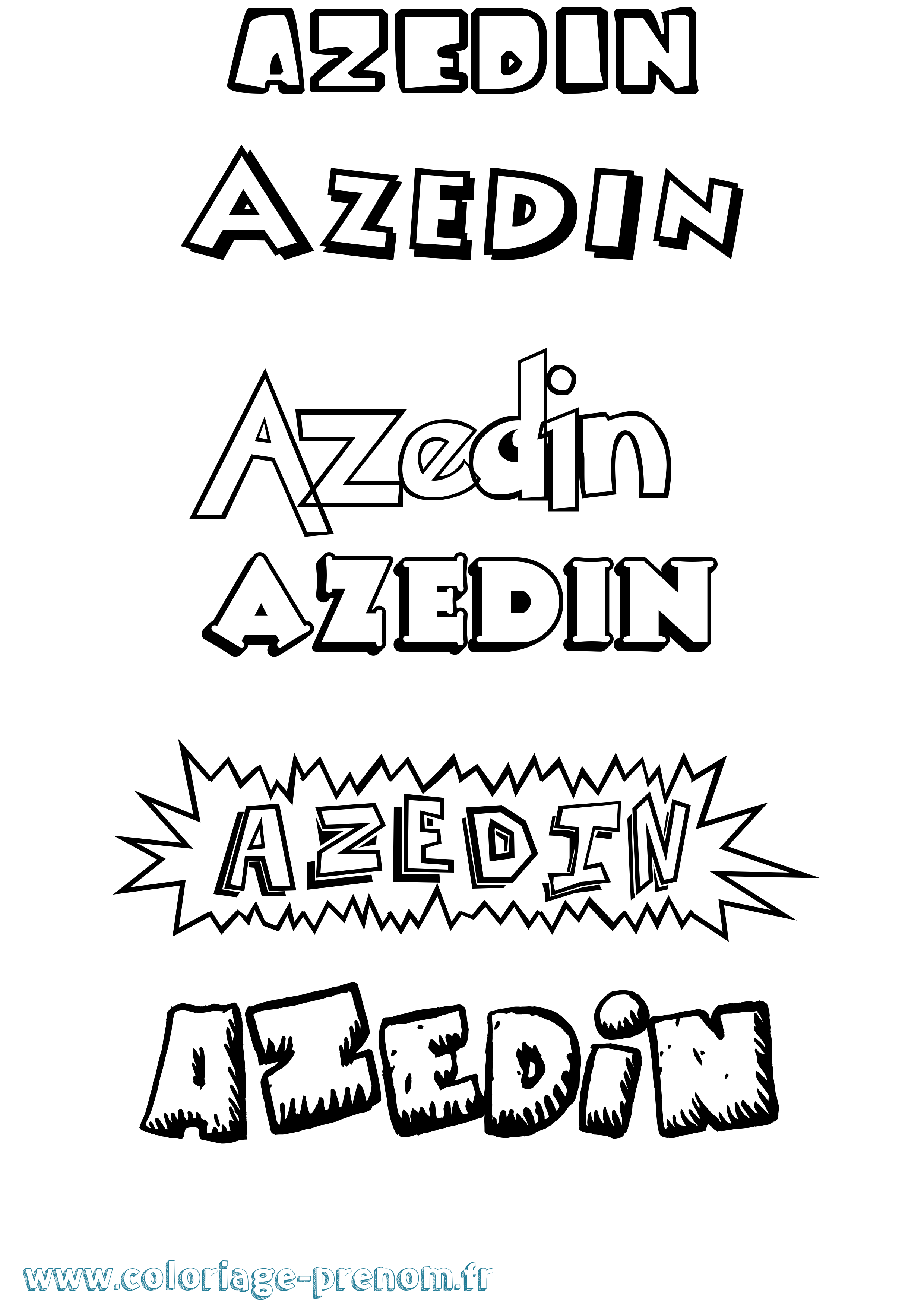 Coloriage prénom Azedin Dessin Animé