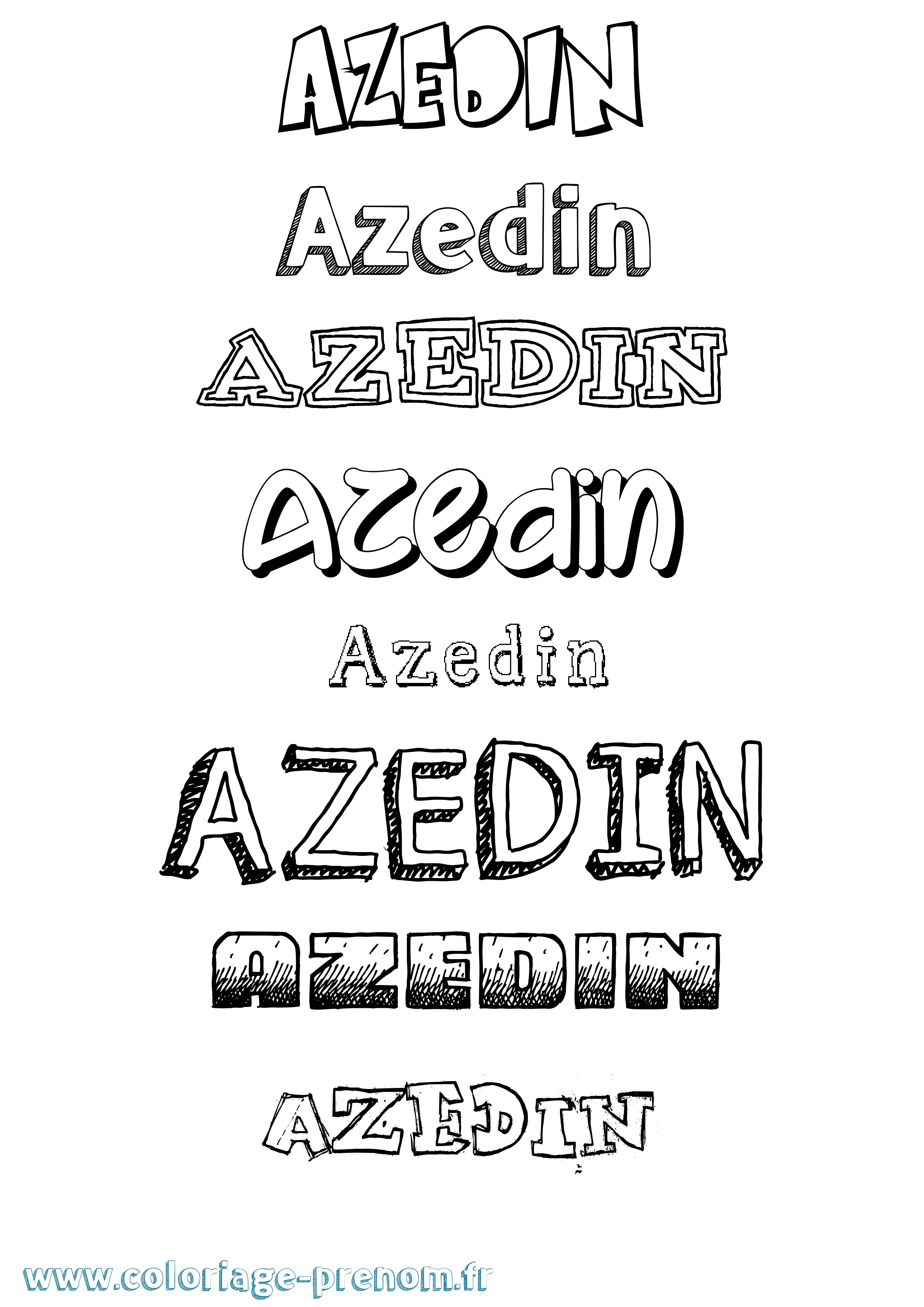Coloriage prénom Azedin Dessiné