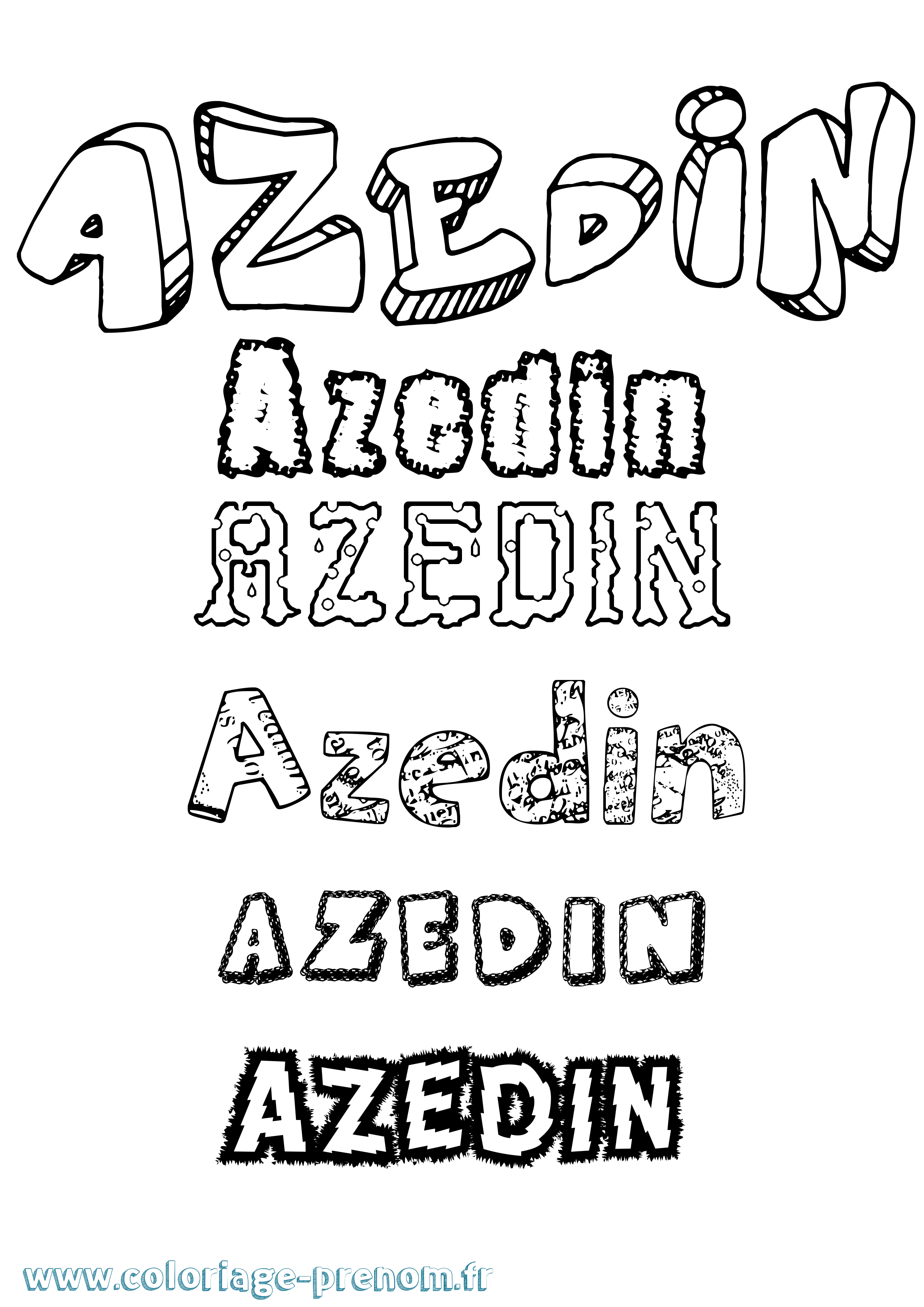 Coloriage prénom Azedin Destructuré
