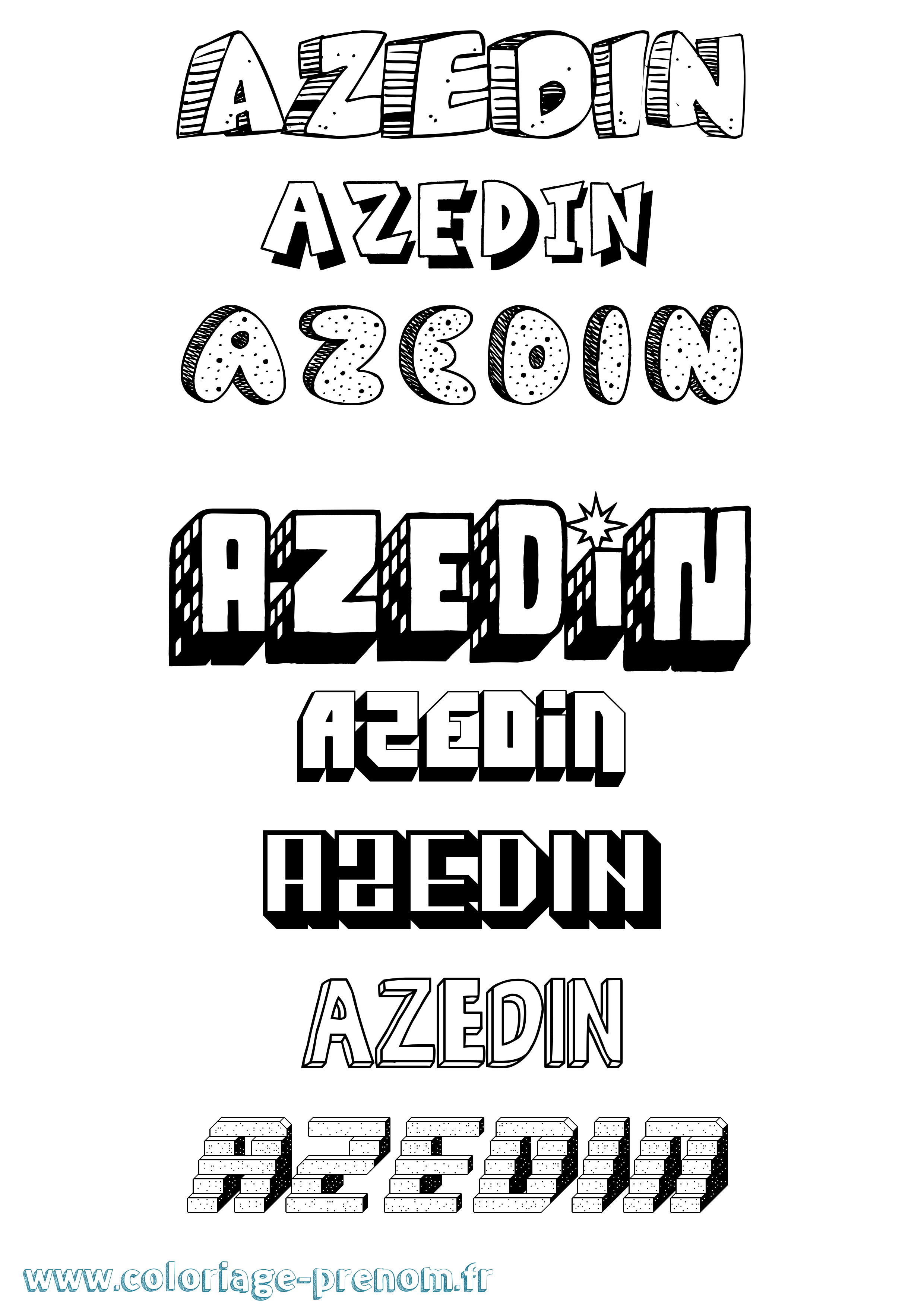 Coloriage prénom Azedin Effet 3D