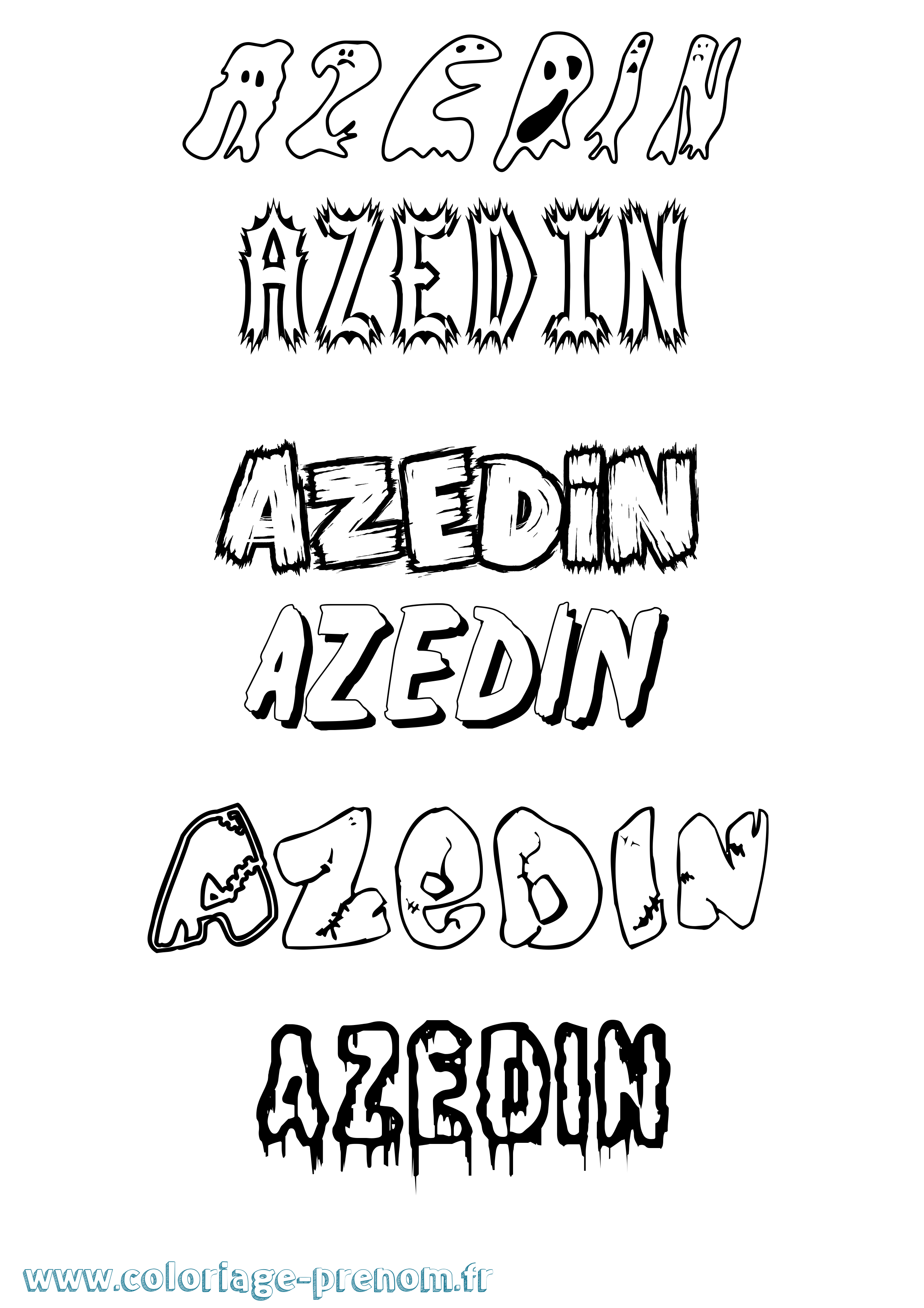 Coloriage prénom Azedin Frisson