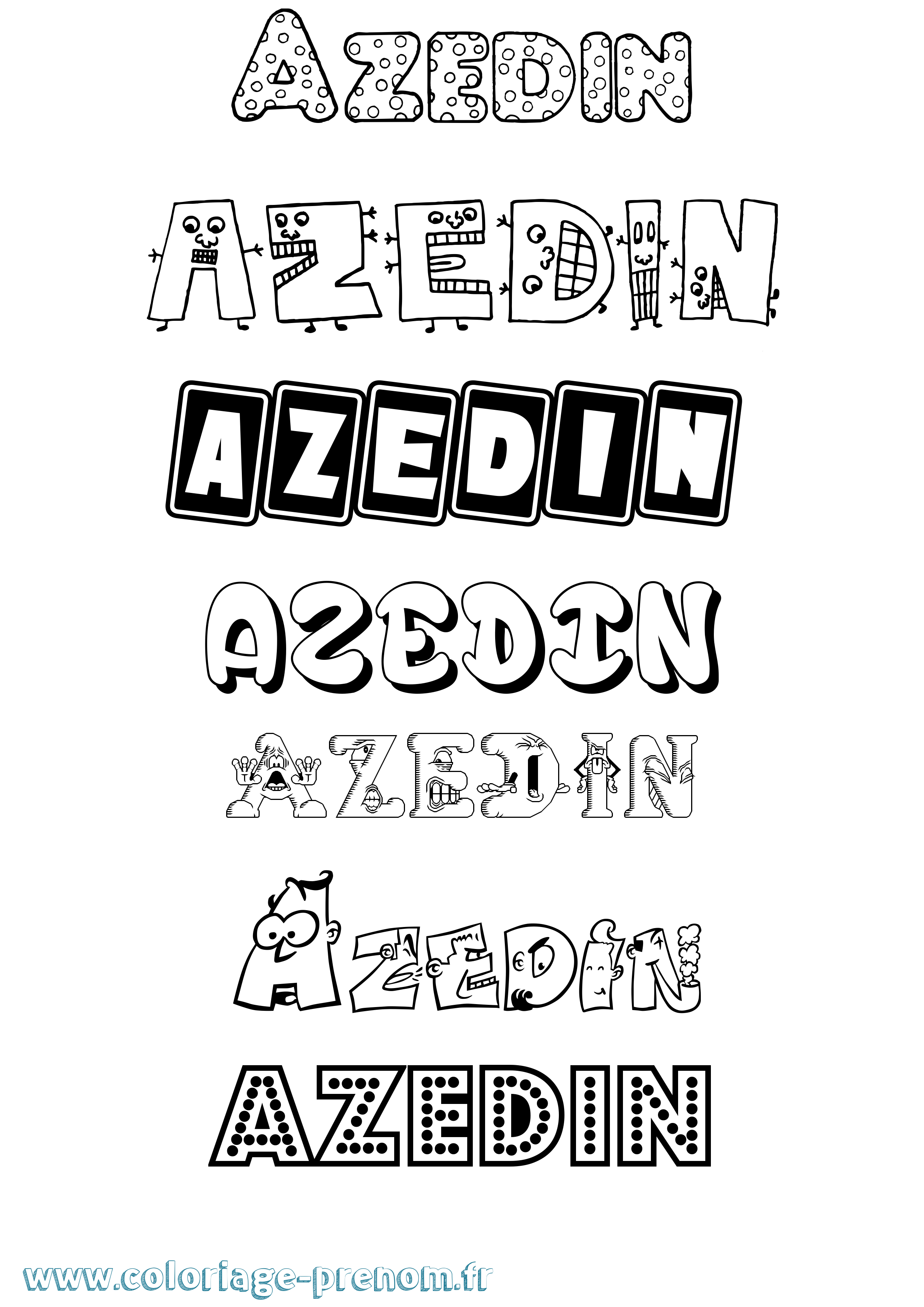 Coloriage prénom Azedin Fun