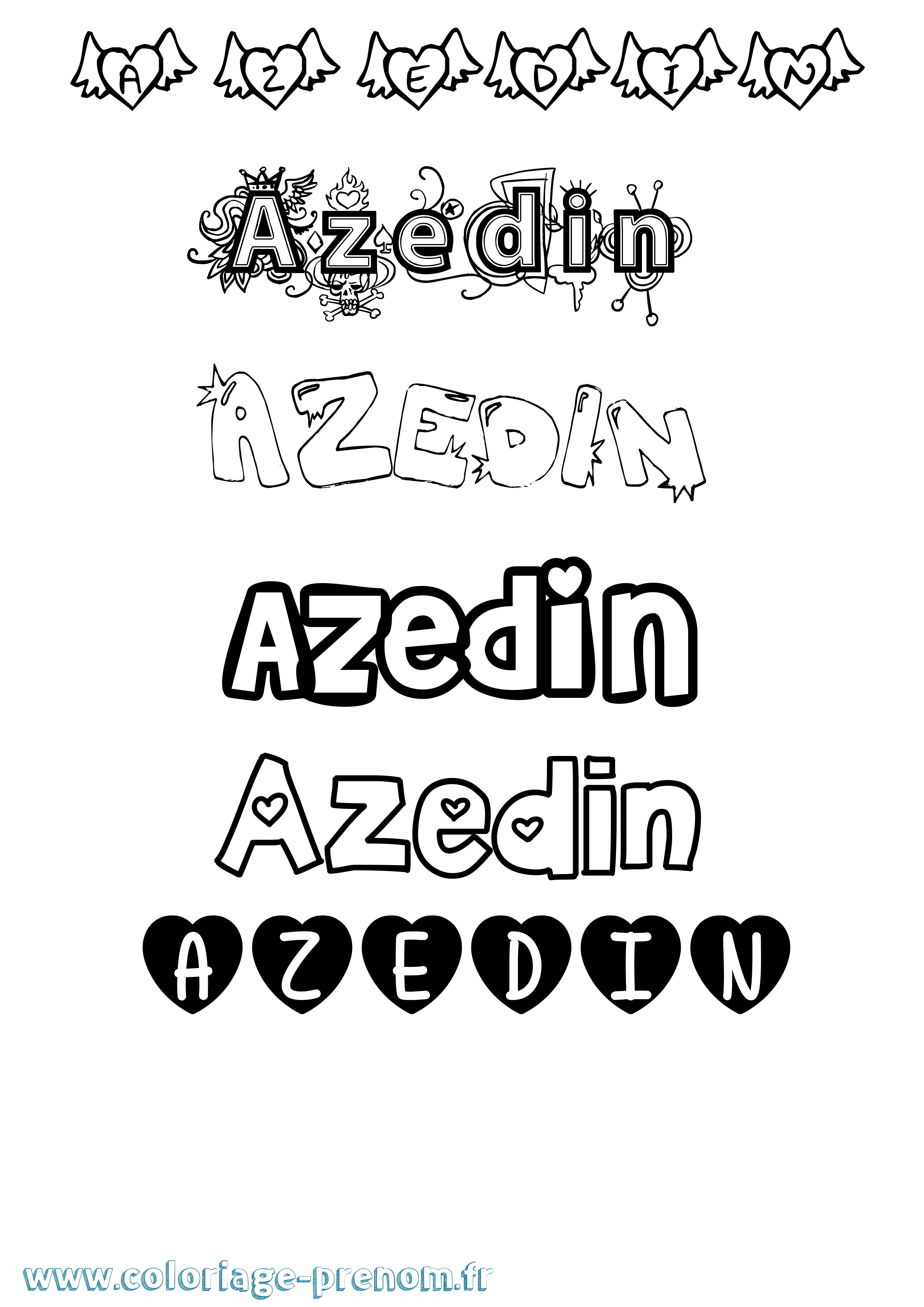 Coloriage prénom Azedin Girly