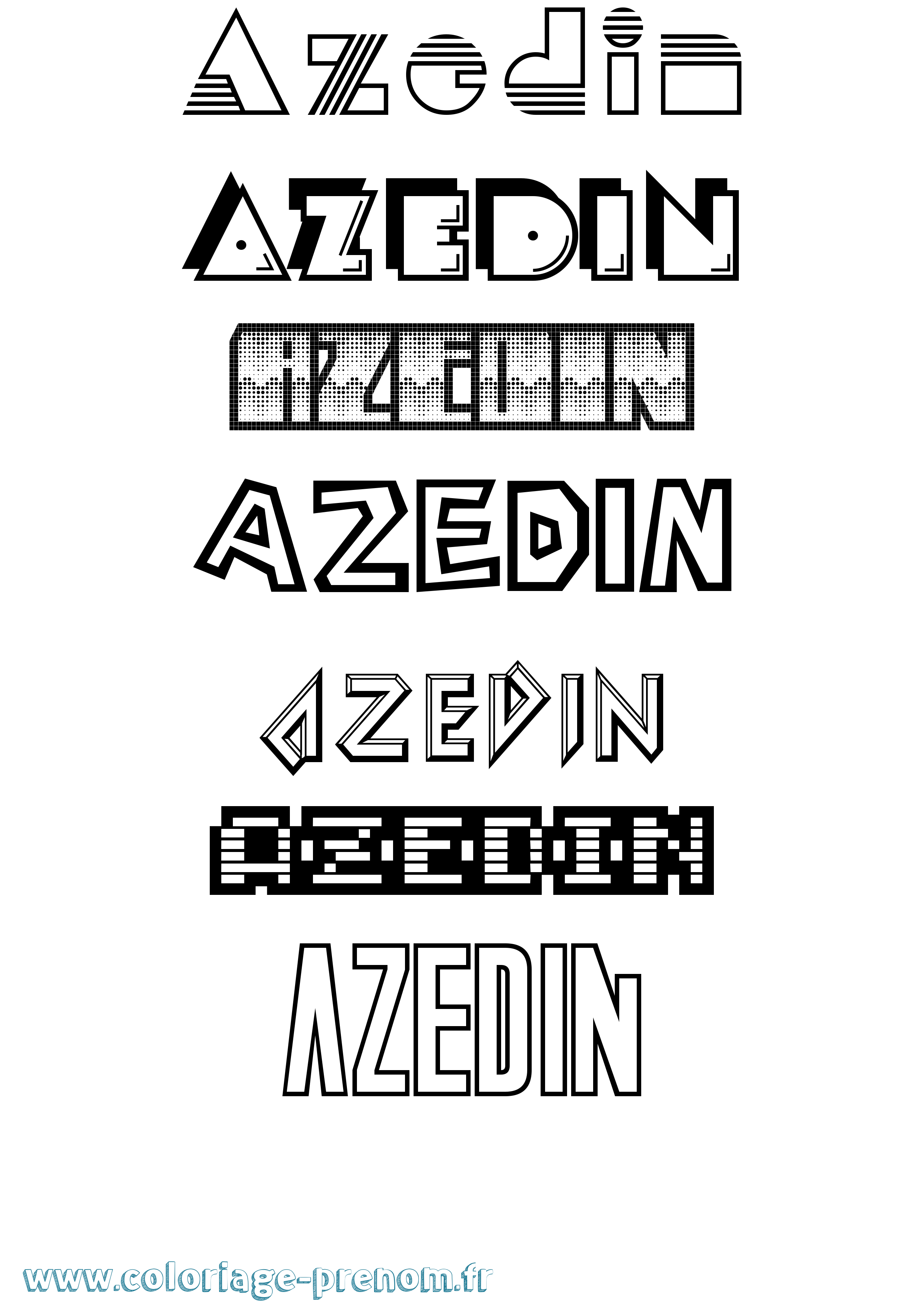 Coloriage prénom Azedin Jeux Vidéos