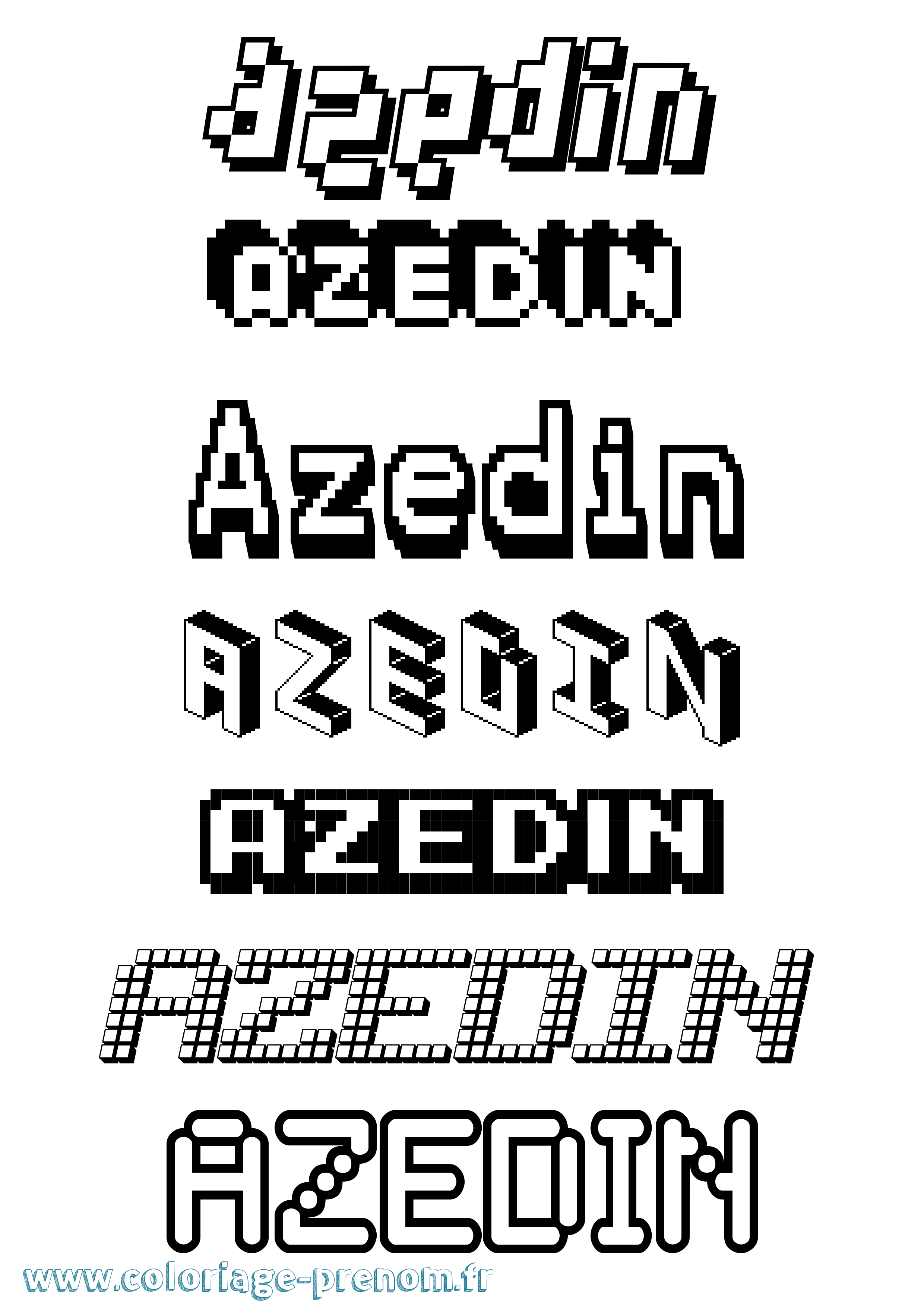 Coloriage prénom Azedin Pixel
