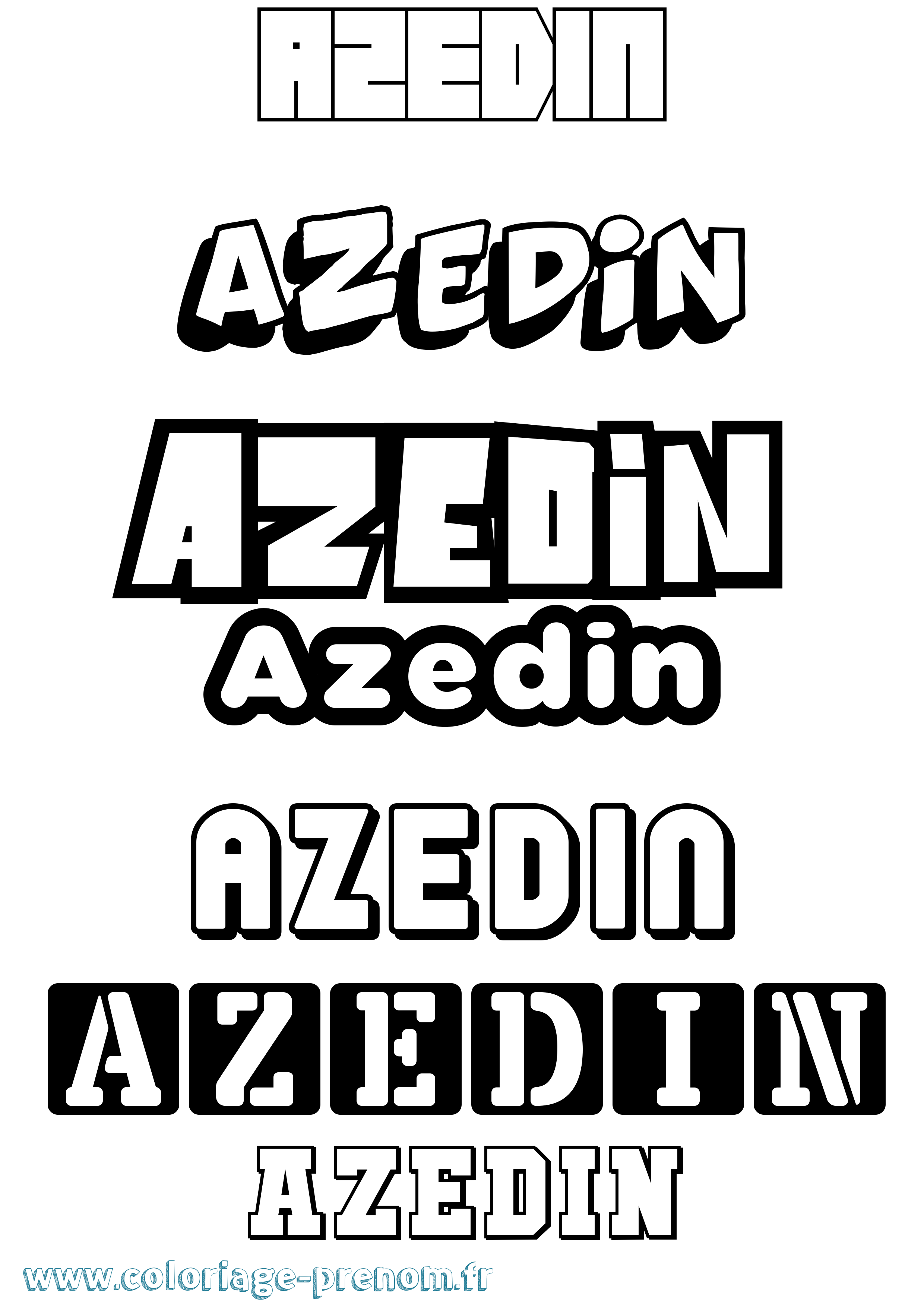 Coloriage prénom Azedin Simple
