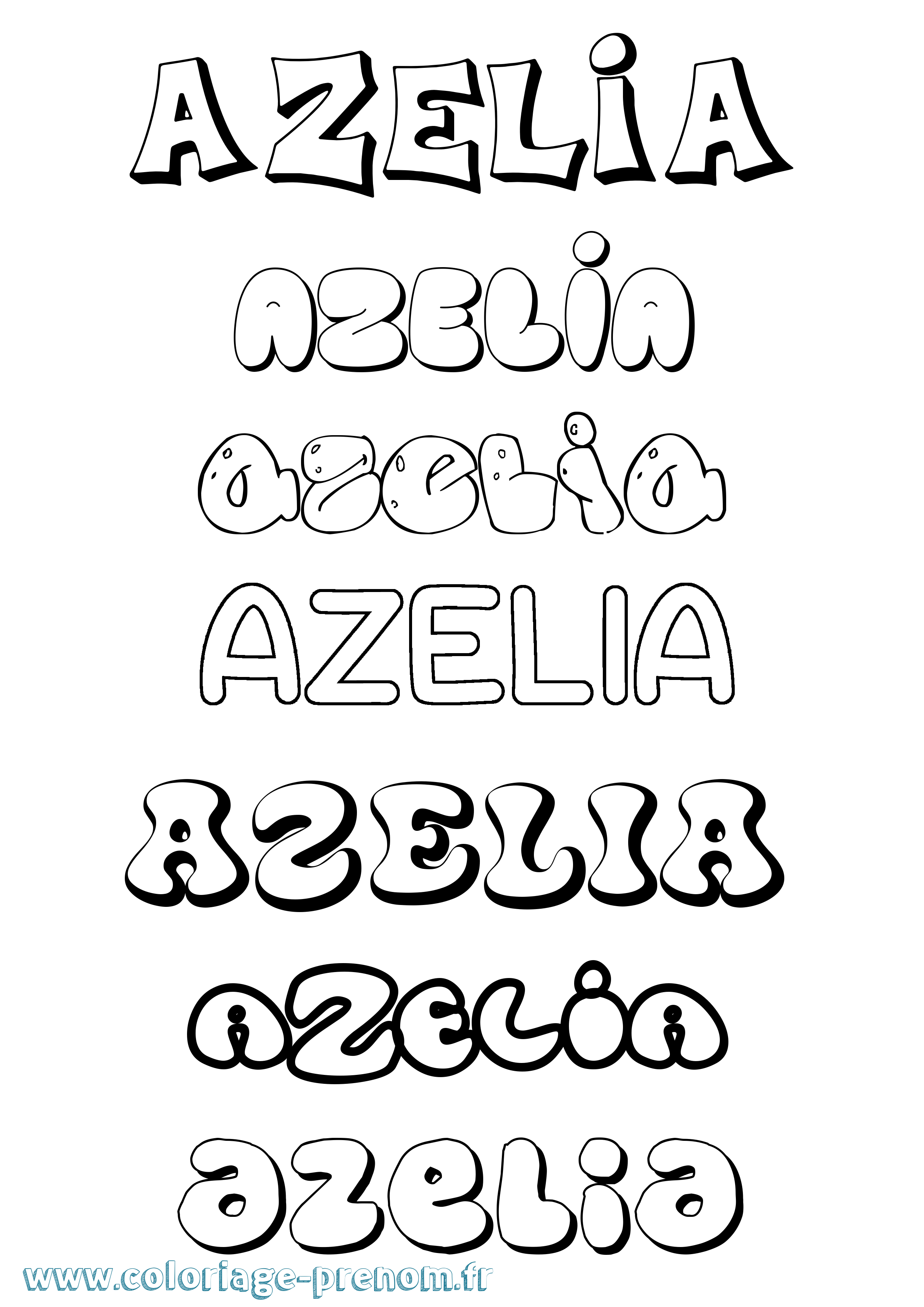 Coloriage prénom Azelia Bubble