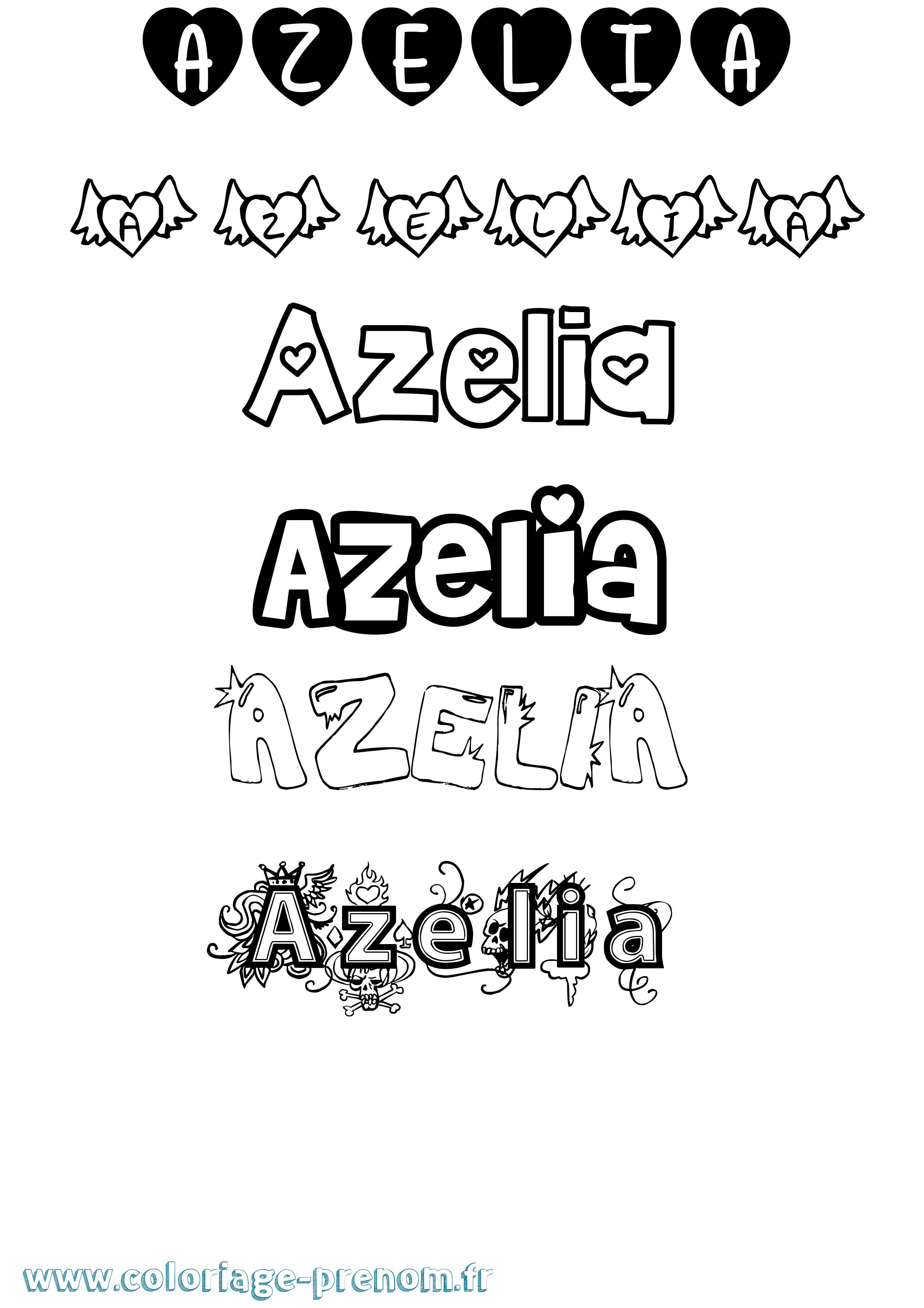 Coloriage prénom Azelia Girly