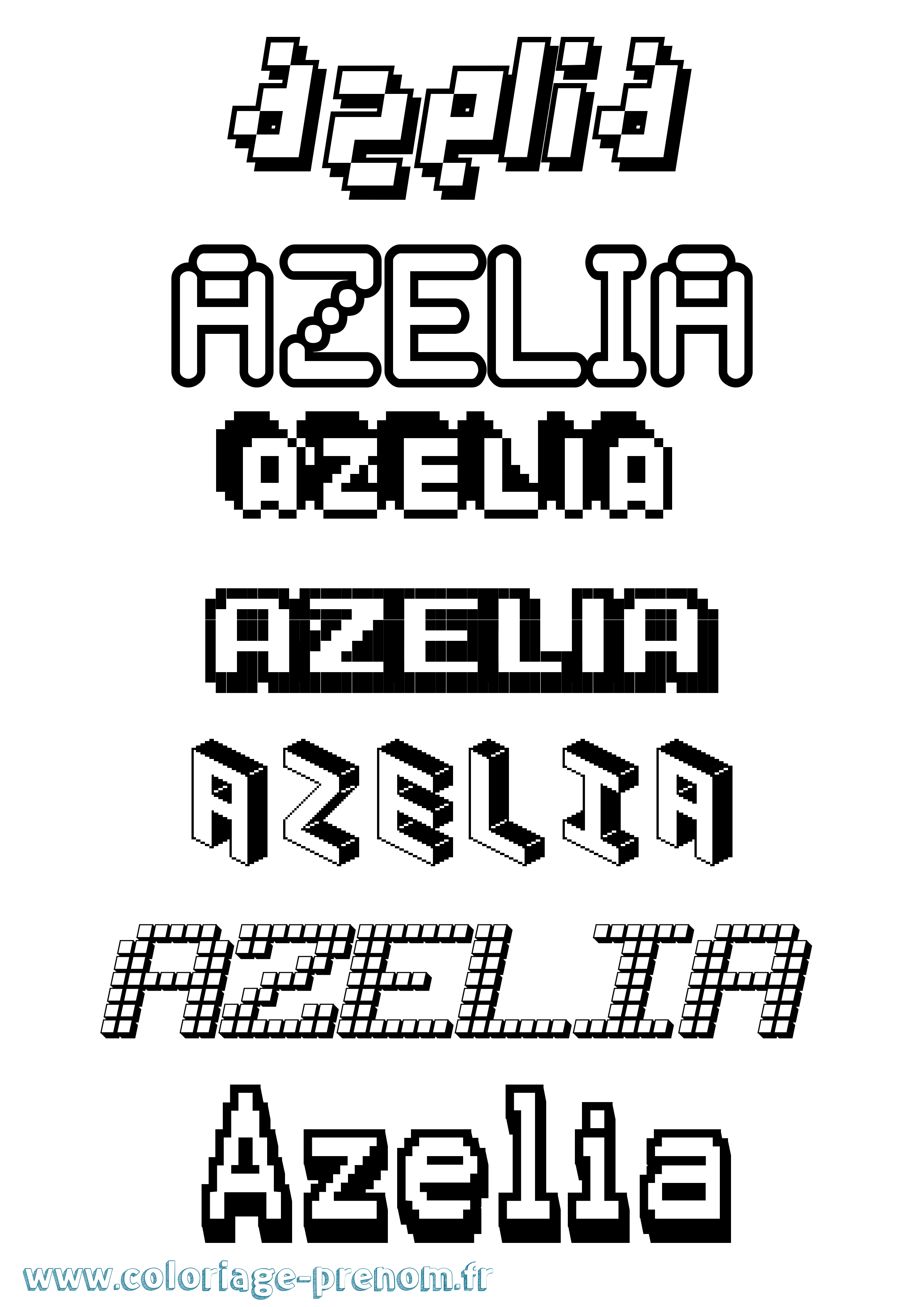 Coloriage prénom Azelia Pixel