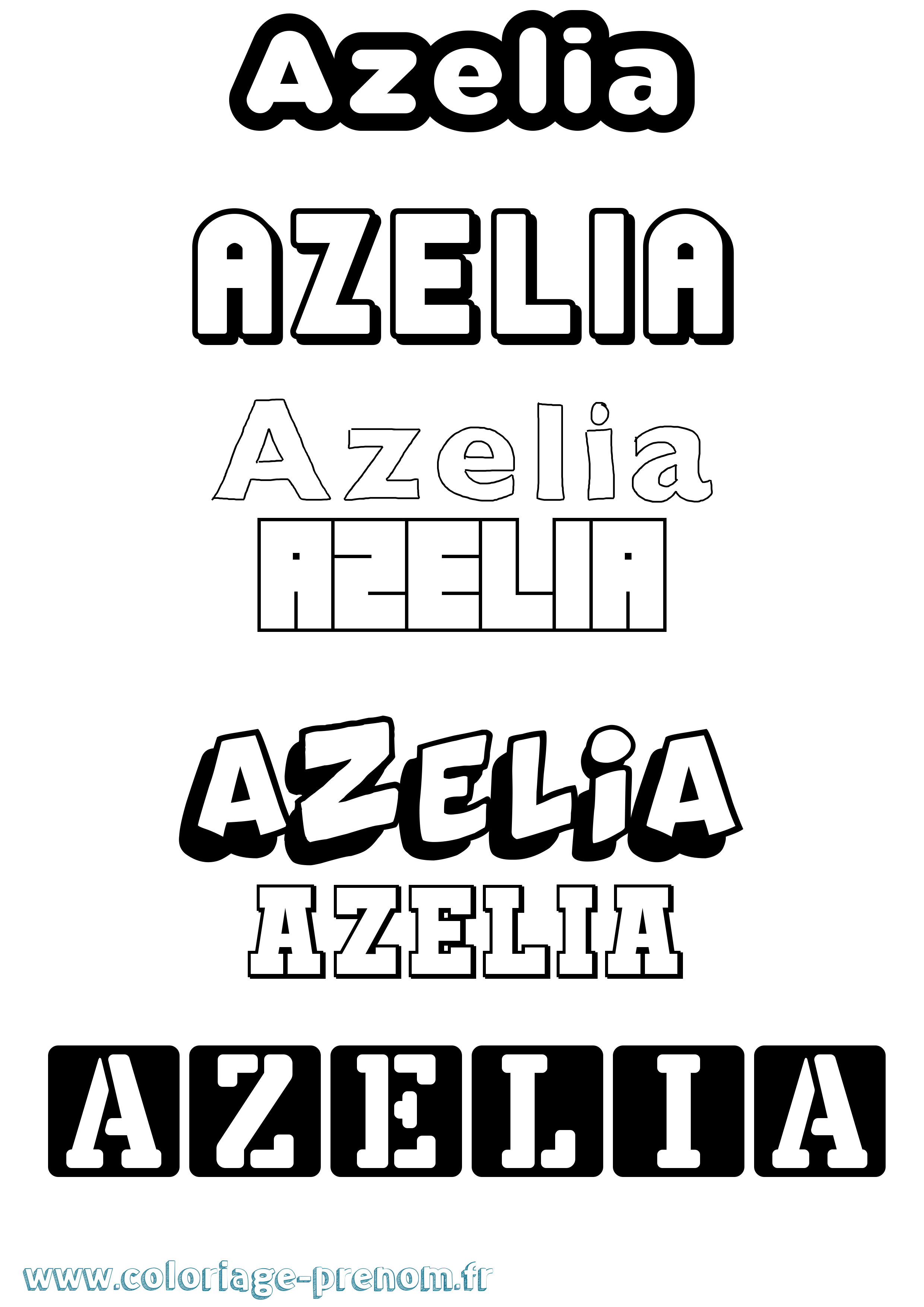 Coloriage prénom Azelia Simple