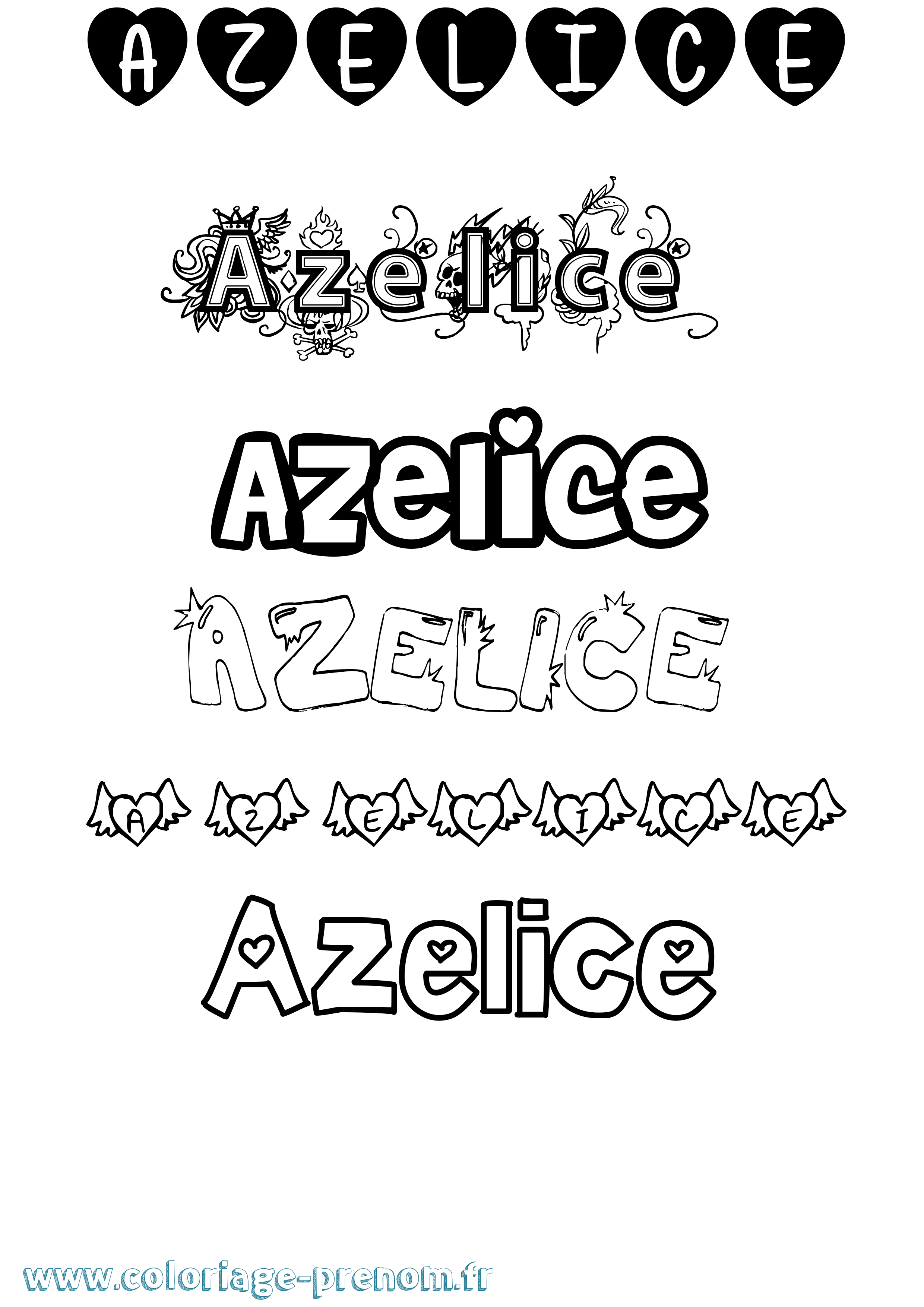 Coloriage prénom Azelice Girly