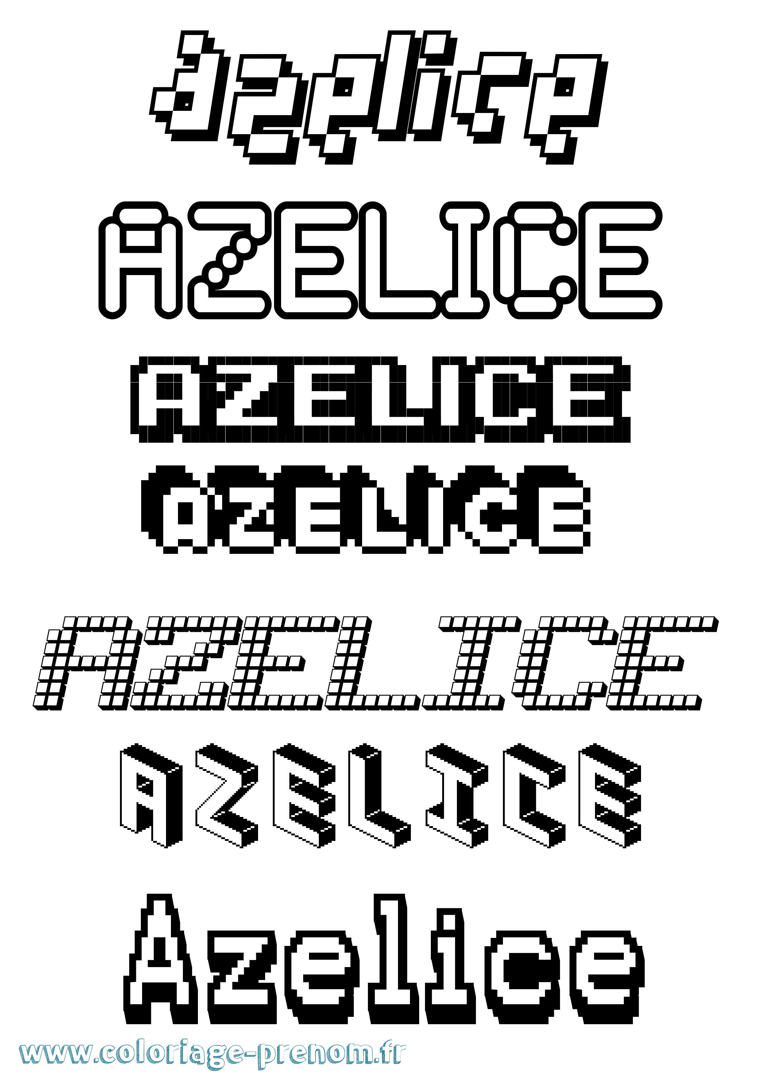 Coloriage prénom Azelice Pixel