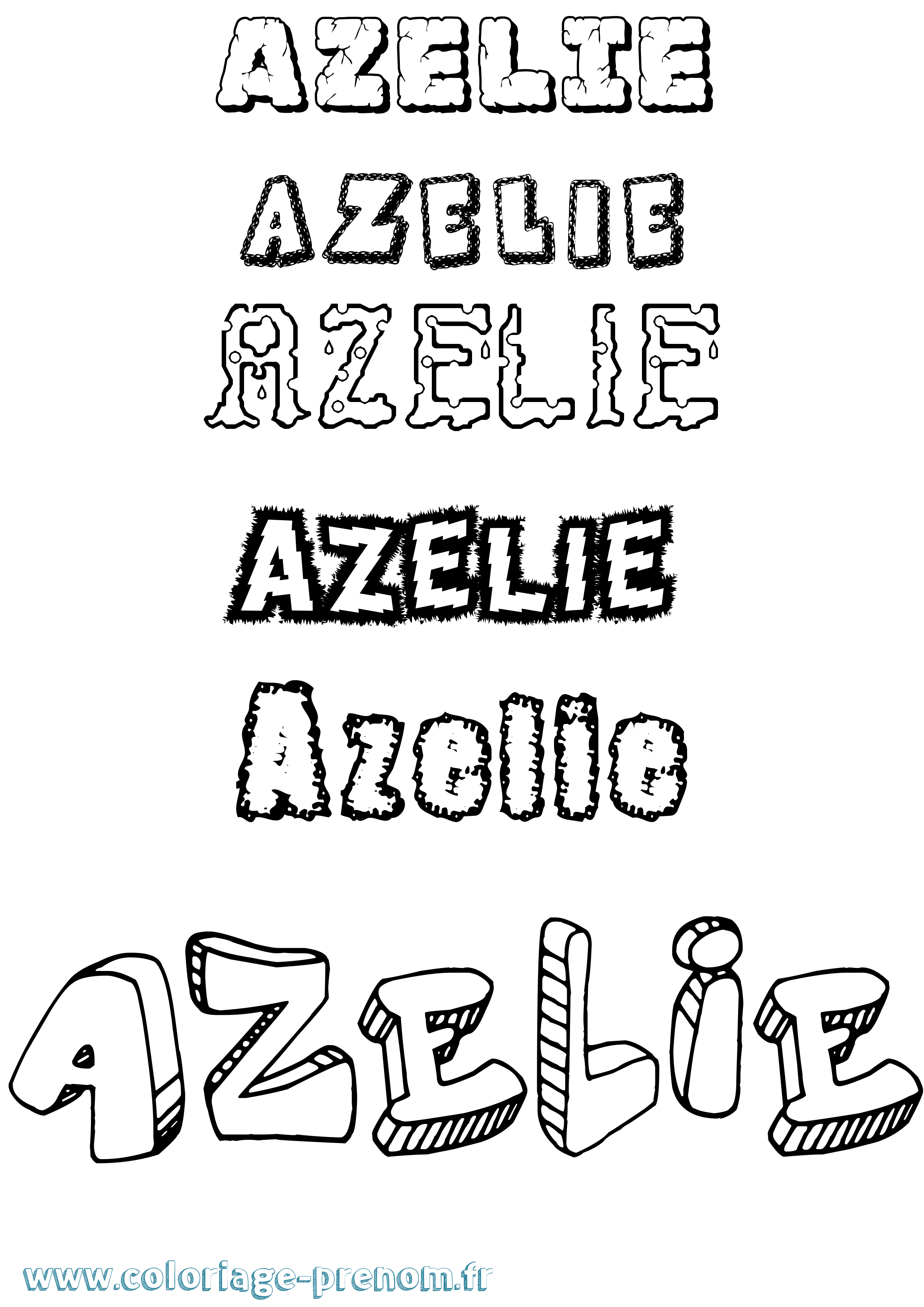 Coloriage prénom Azelie Destructuré